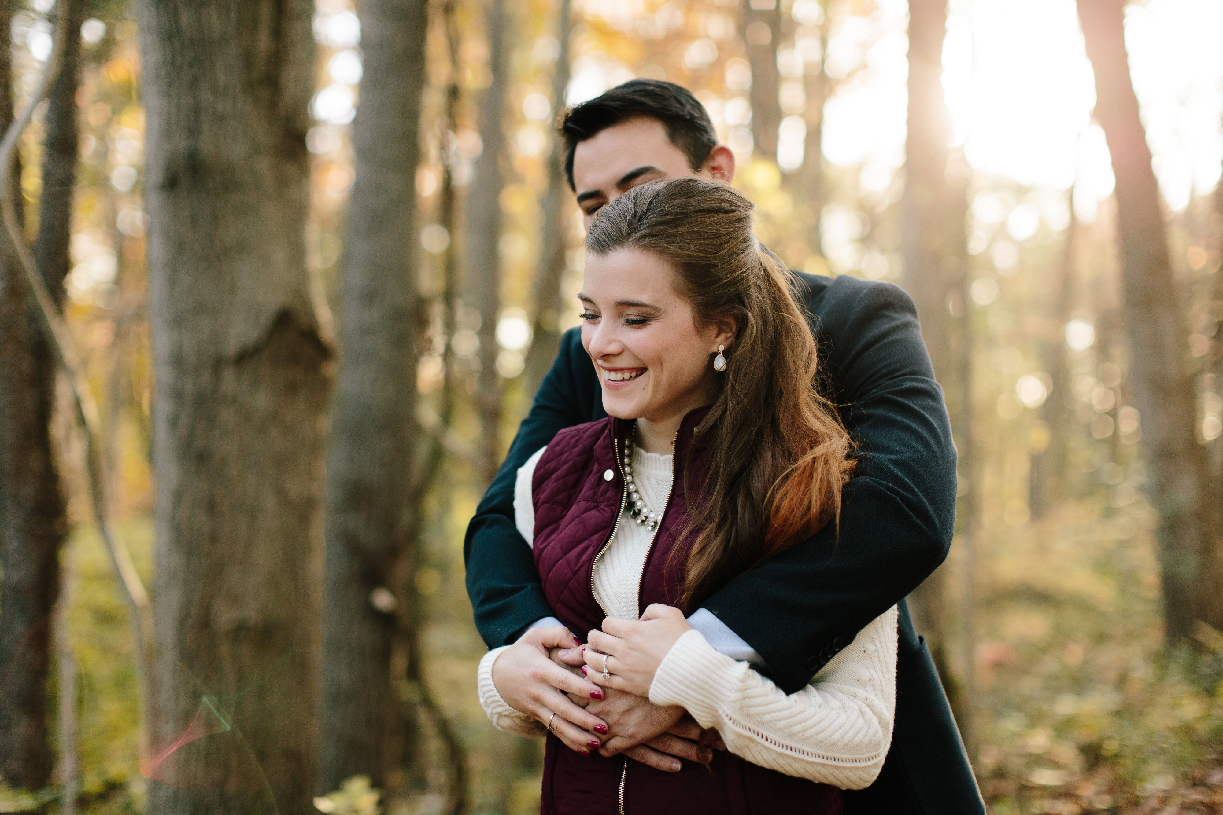 engagement session in woods in cleveland ohio
