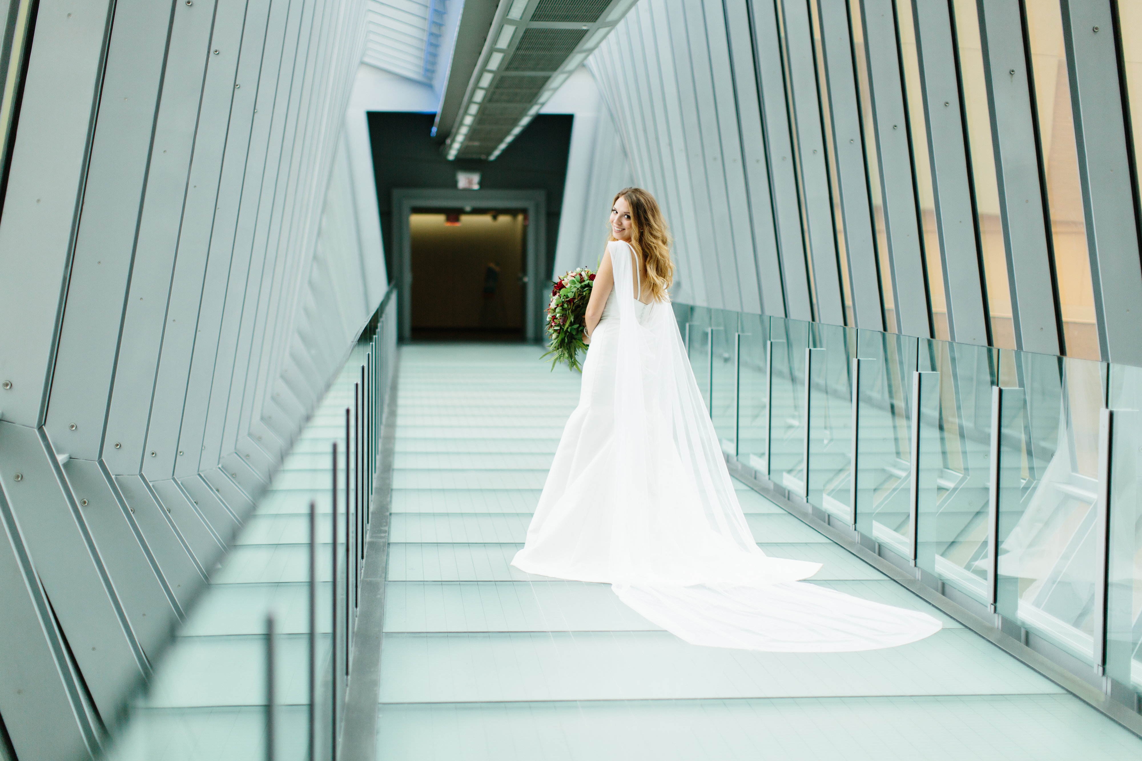 bride in hilton skyway 