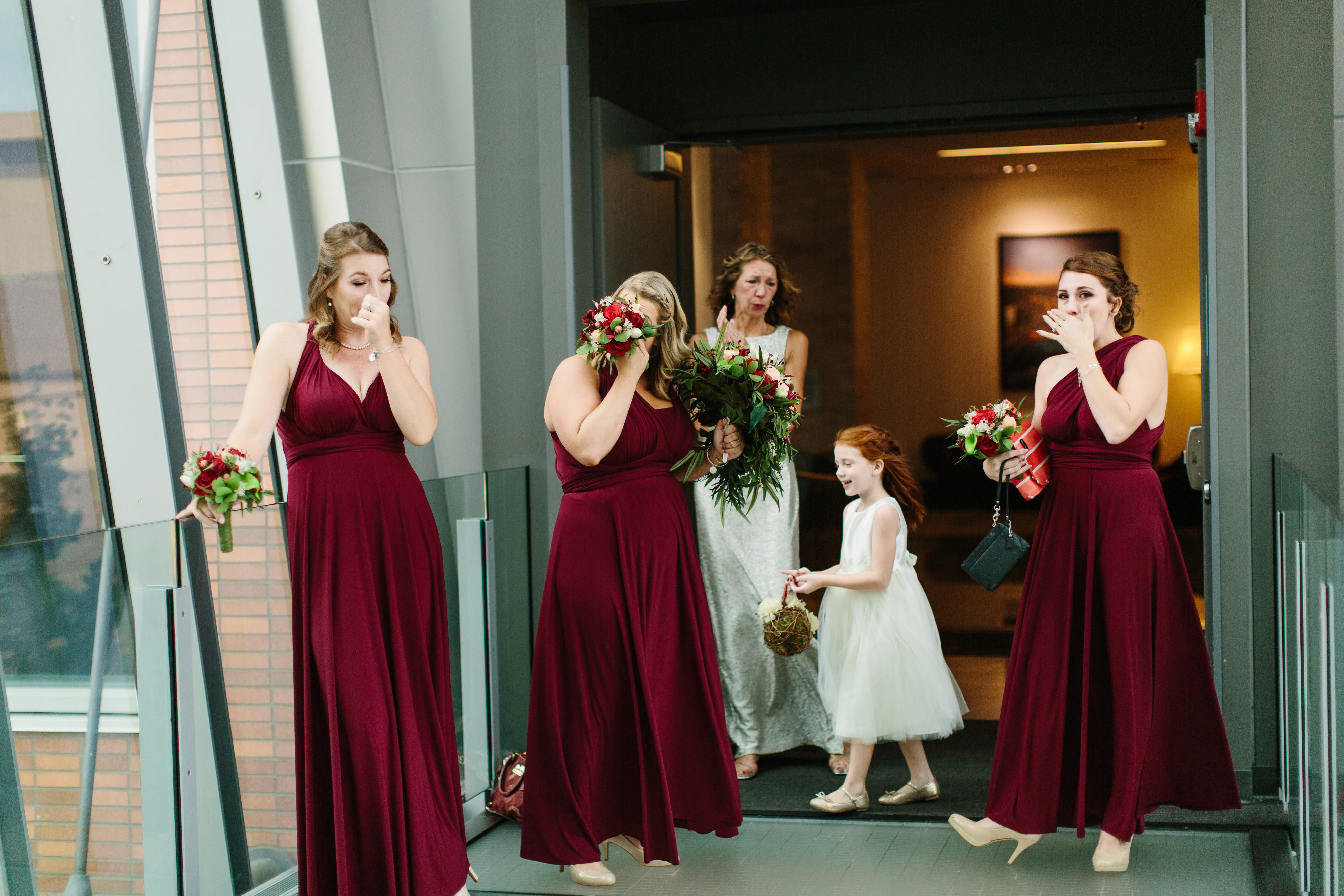 bridesmaids emotional over first look
