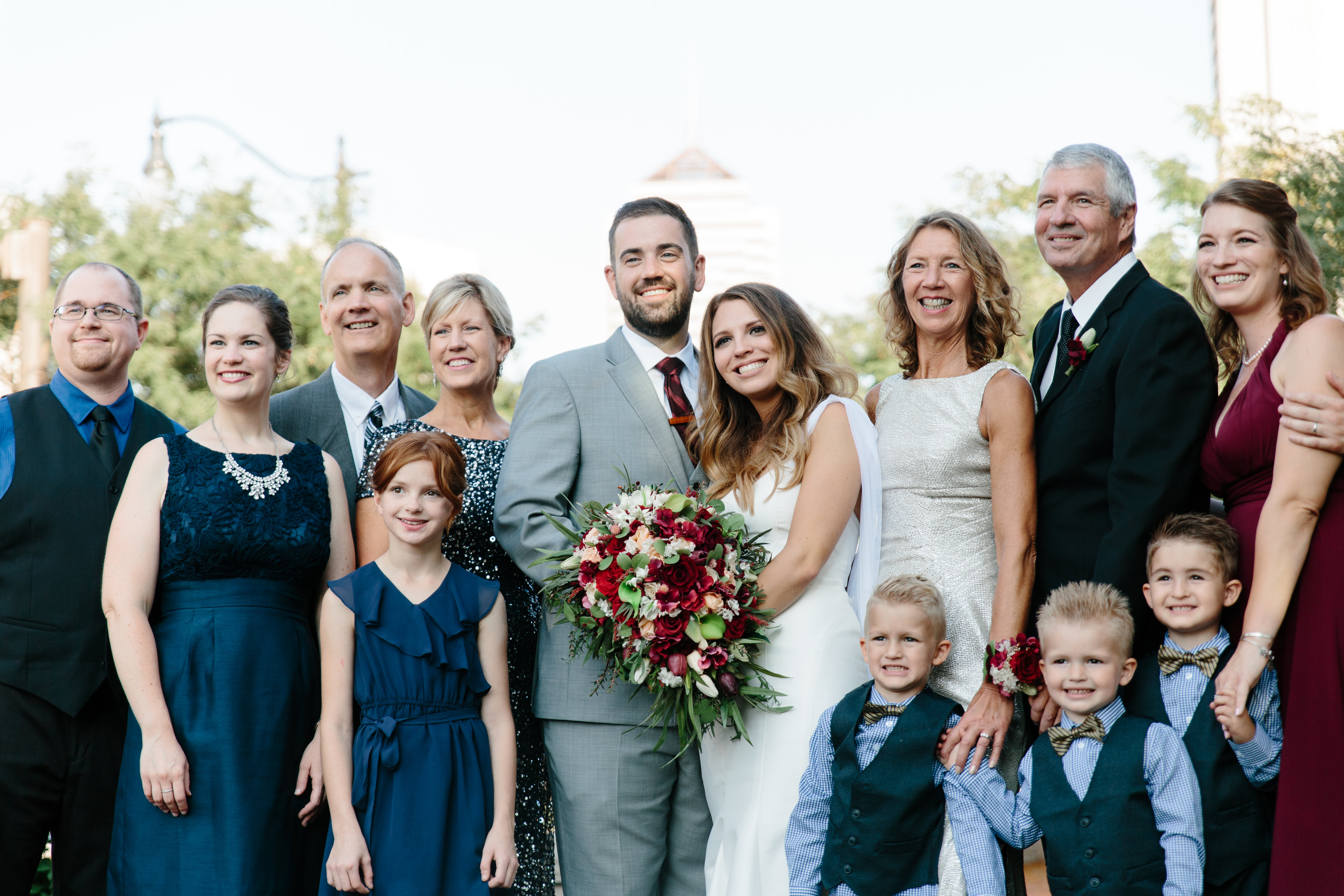 family portraits at wedding