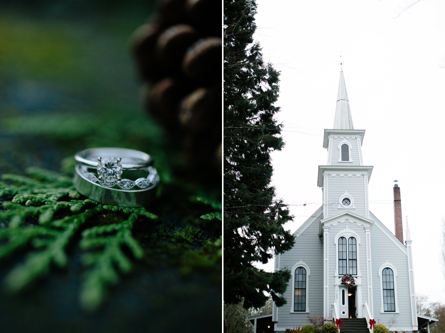 St. Paul's church winter wedding ring shot