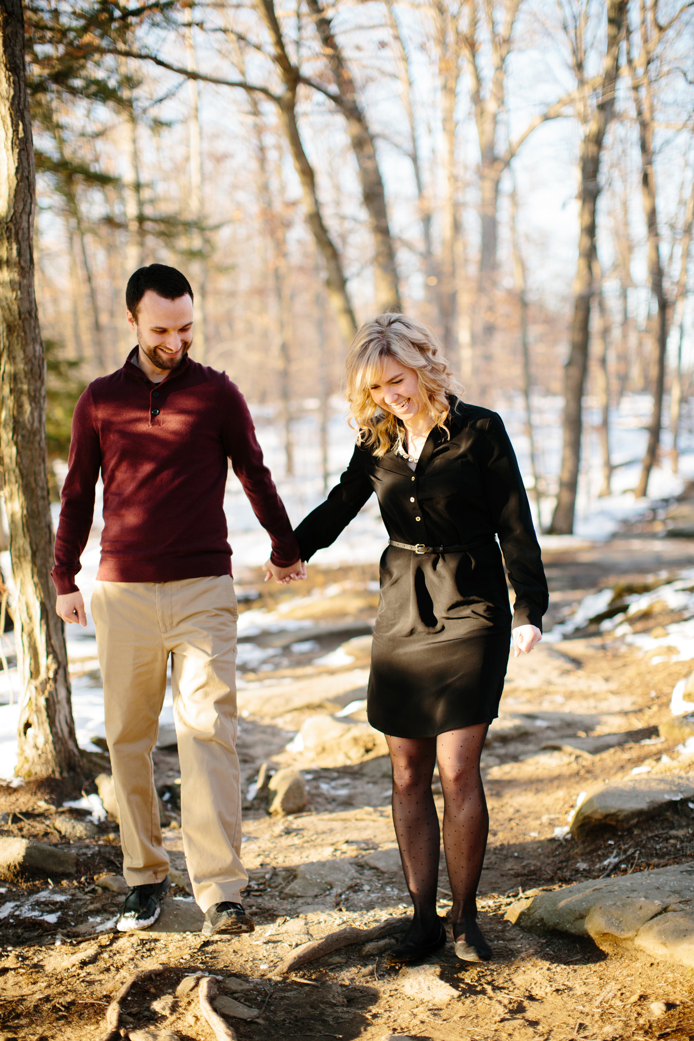 couple holding hands during engagement session