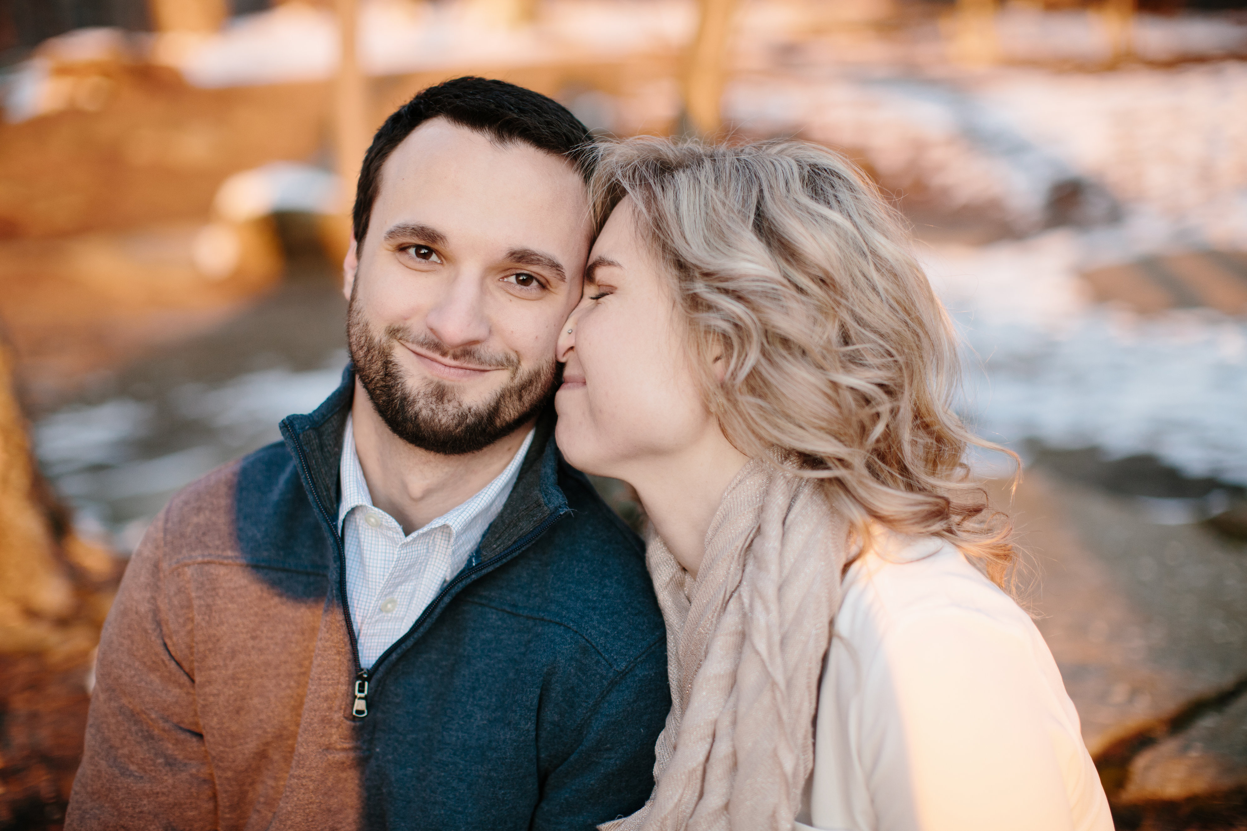 couple squishing noses during engagement session