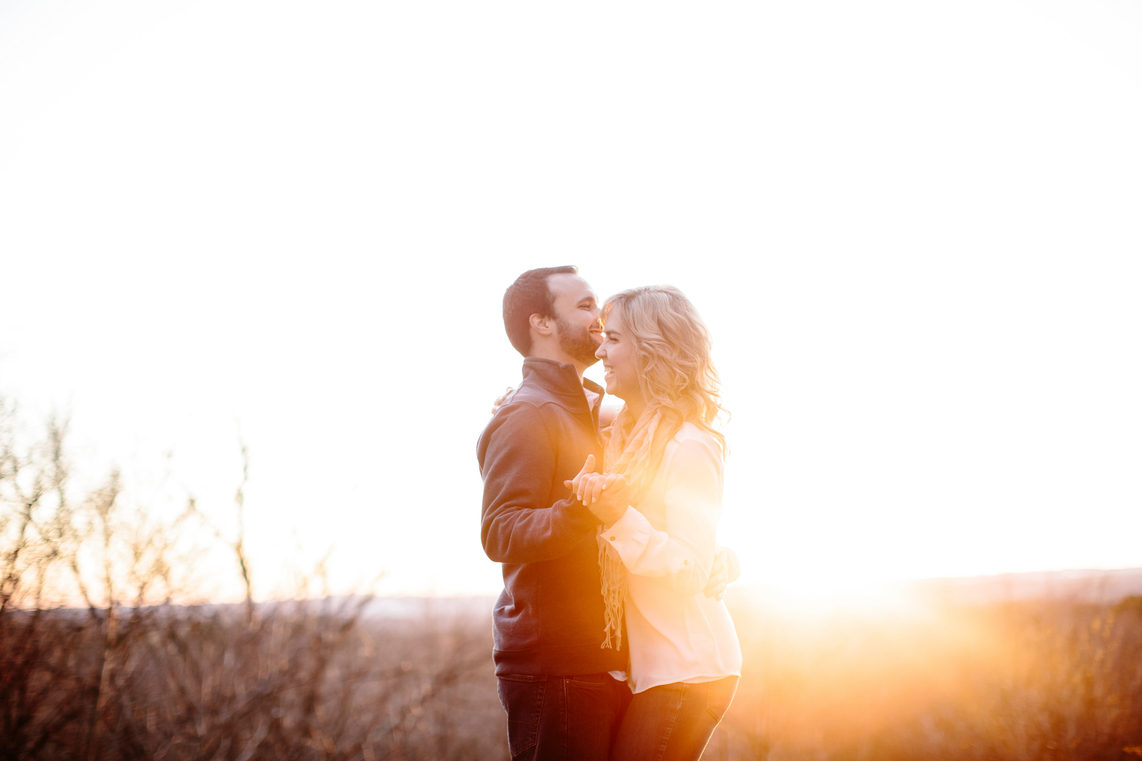 sun flare during engagement session