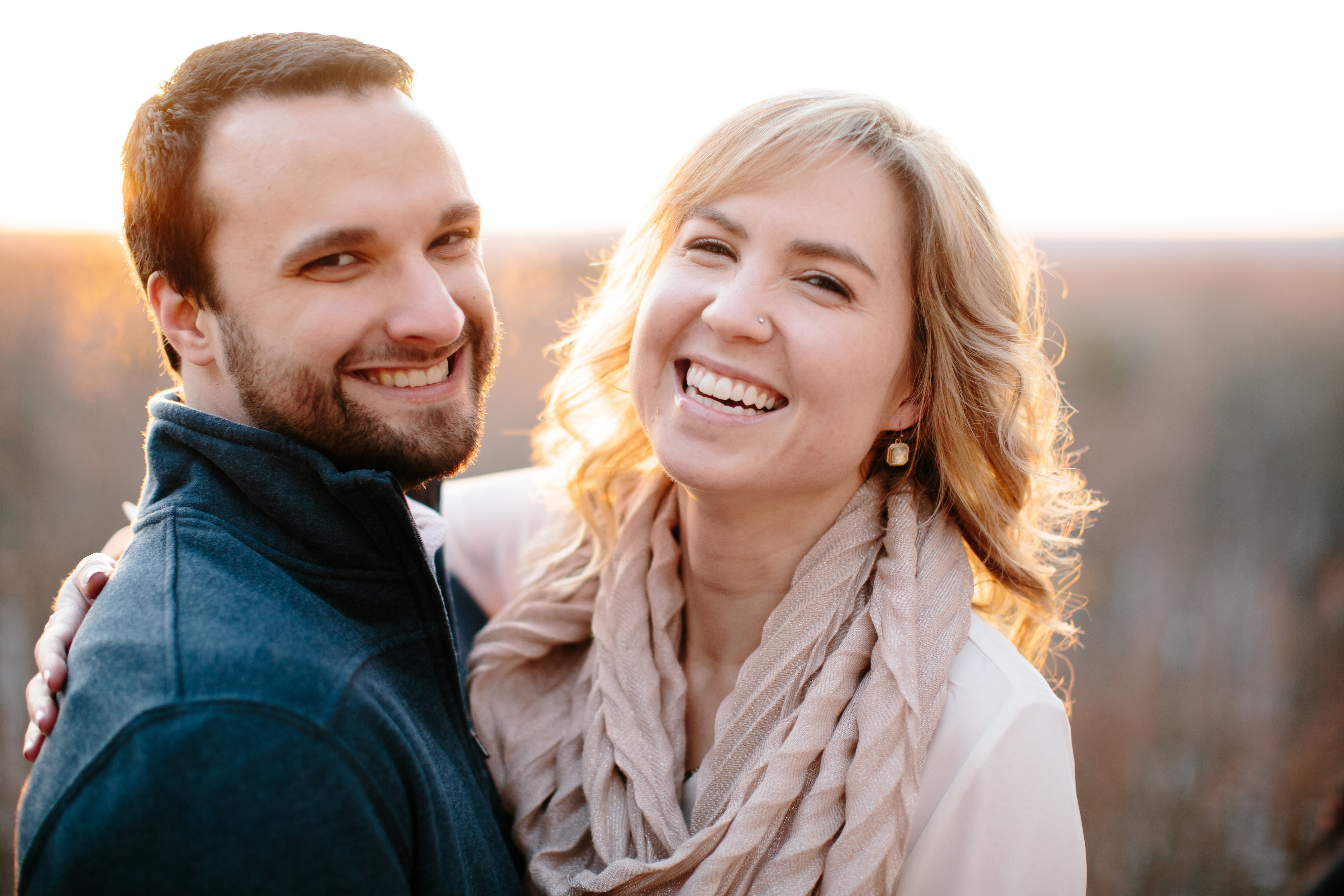 couple laughing during engagement session