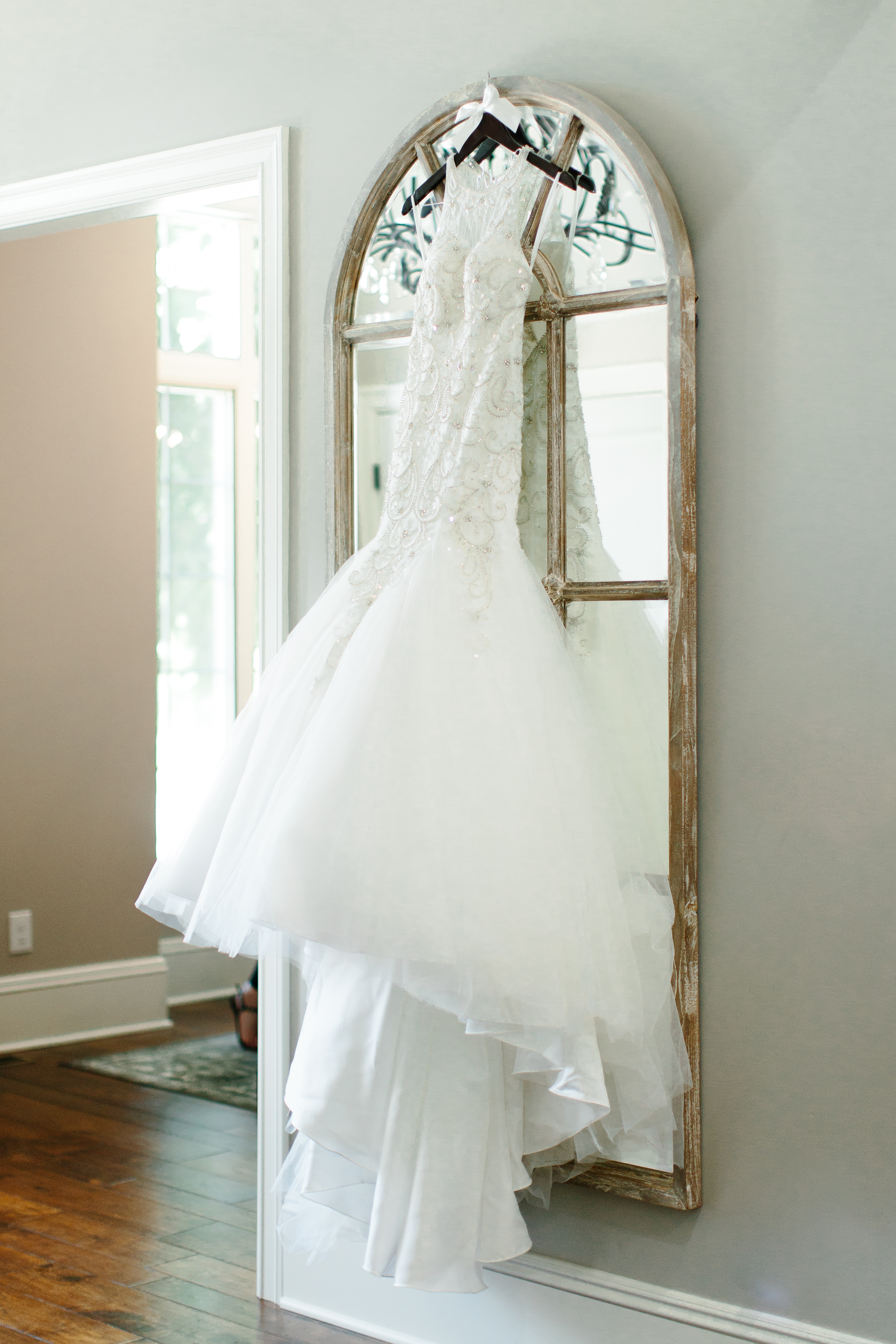 racerback beaded and tulle wedding dress