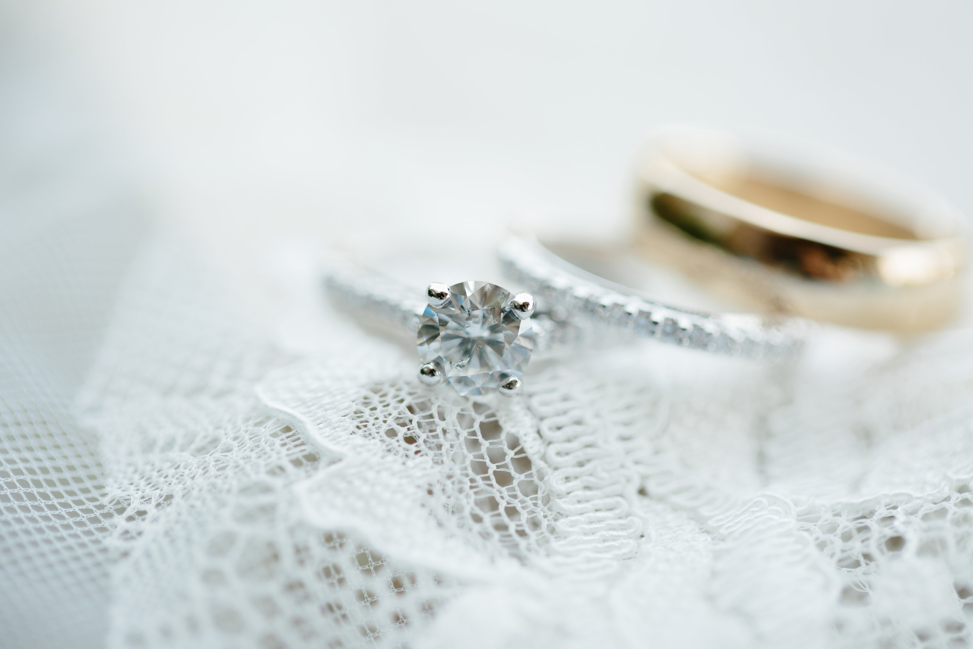 solitaire wedding diamond and lace details