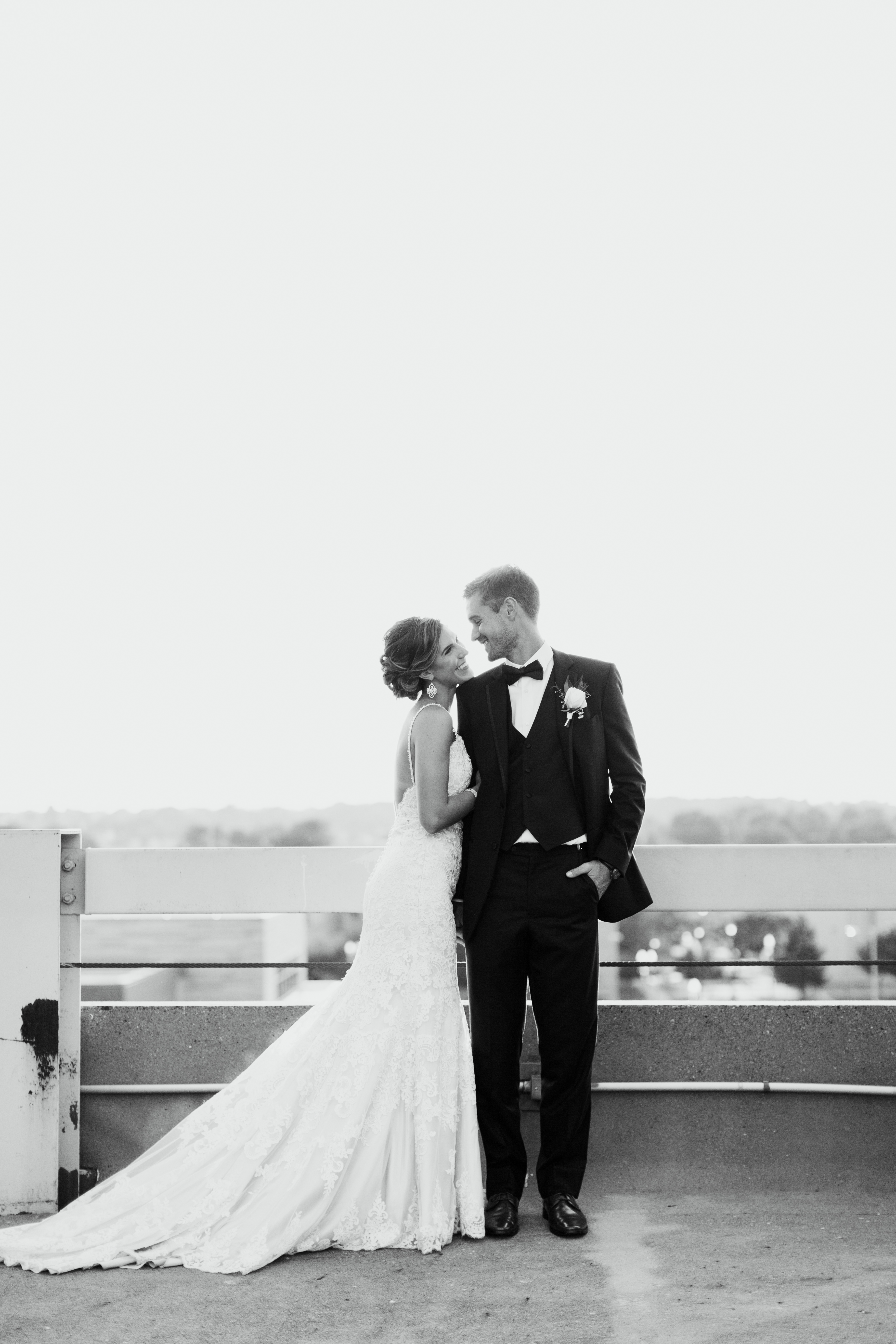 bride and groom get married on rooftop wedding cleveland ohio
