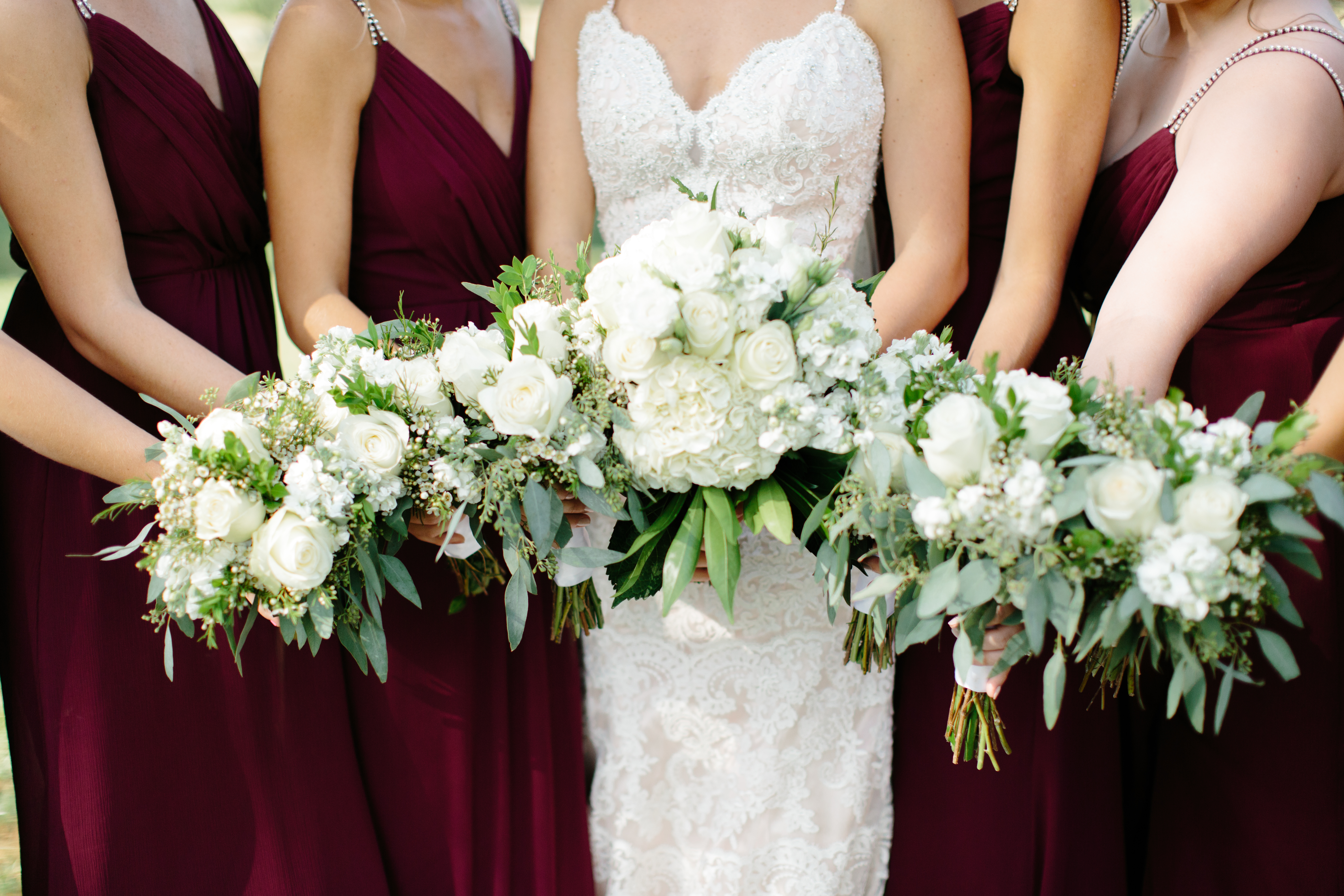 Romantic green and white bridal bouquets 