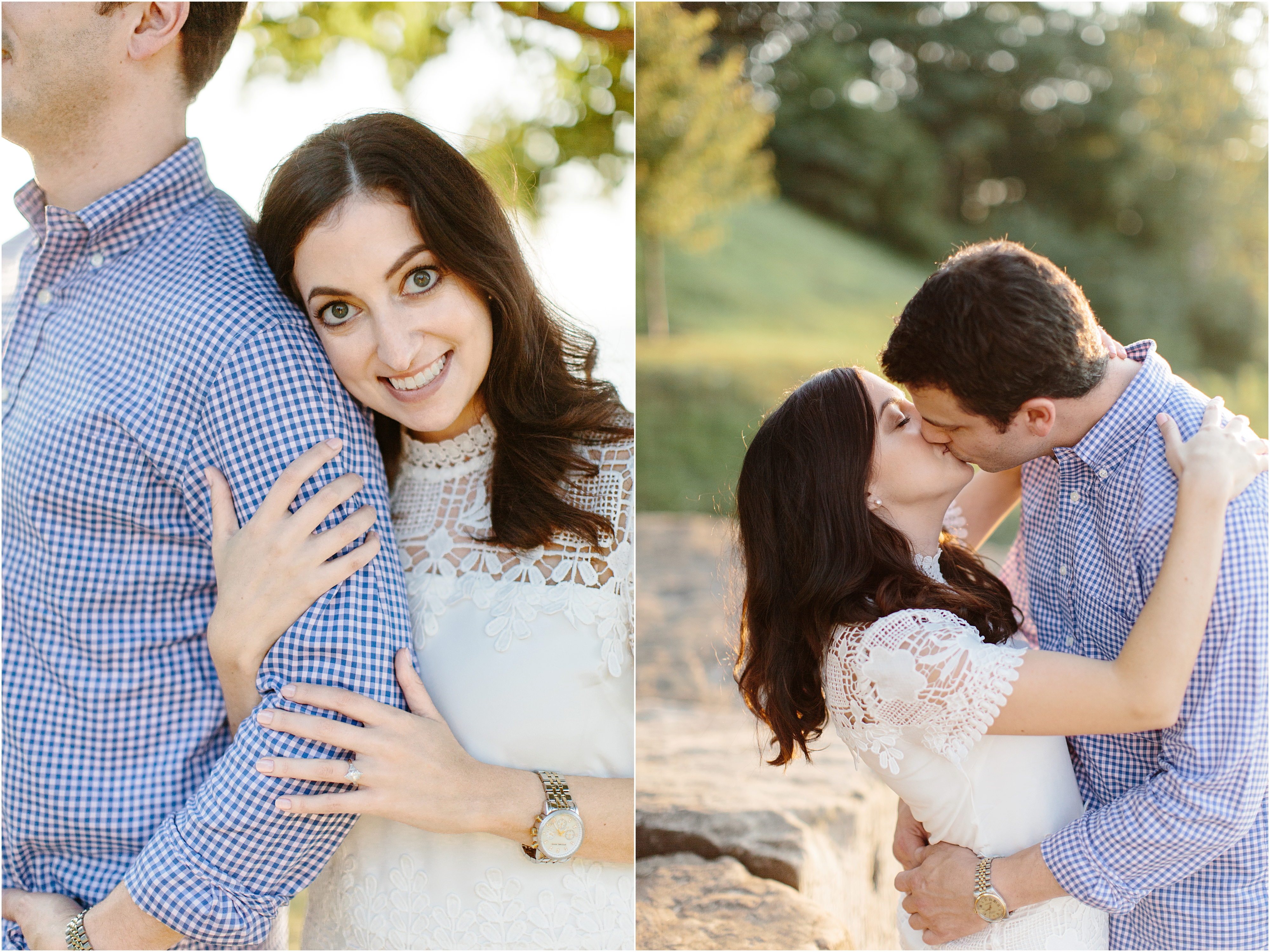 couple kissing in cleveland engagement session