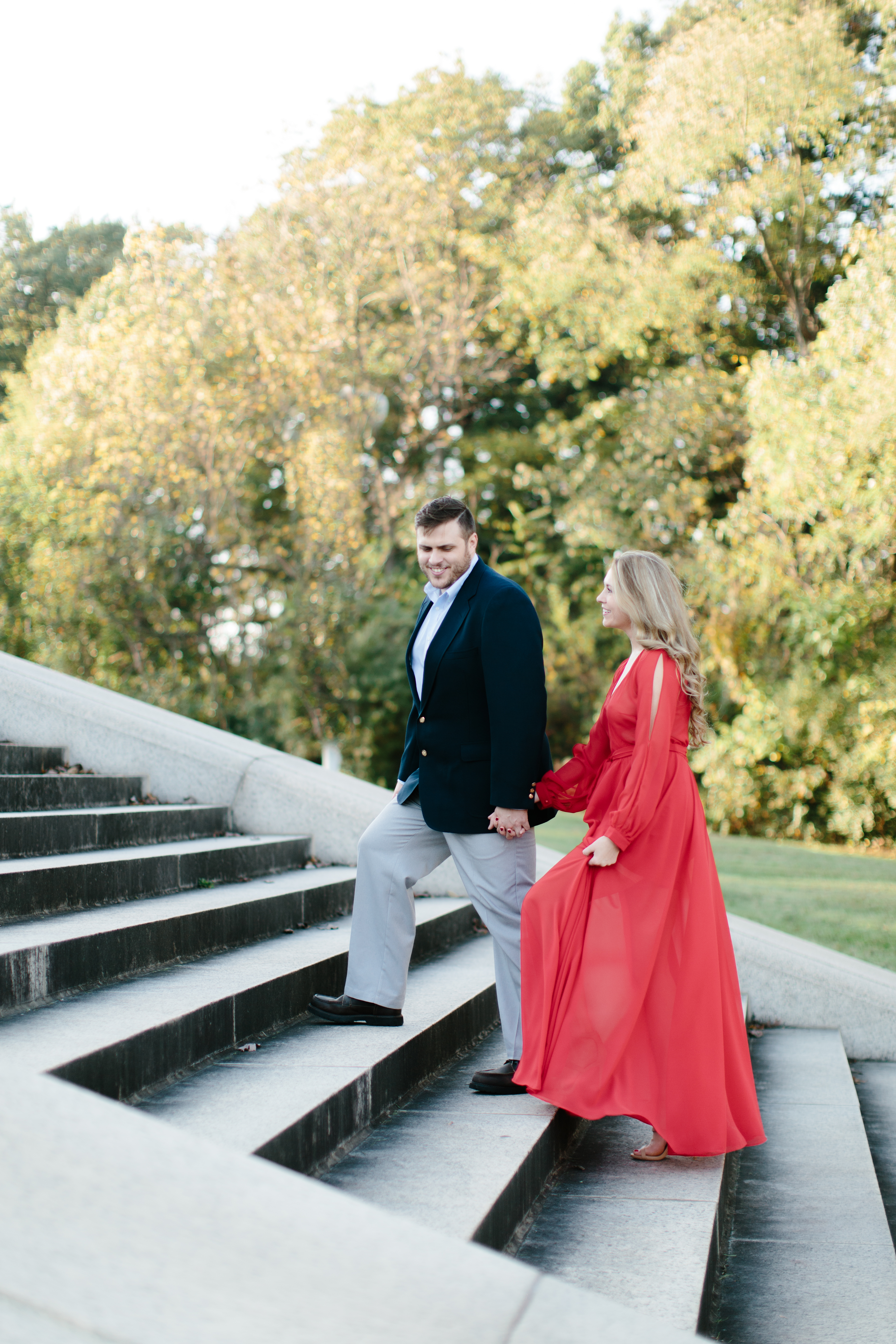 Couple walking up stairs by Austin & Rachel Photography 