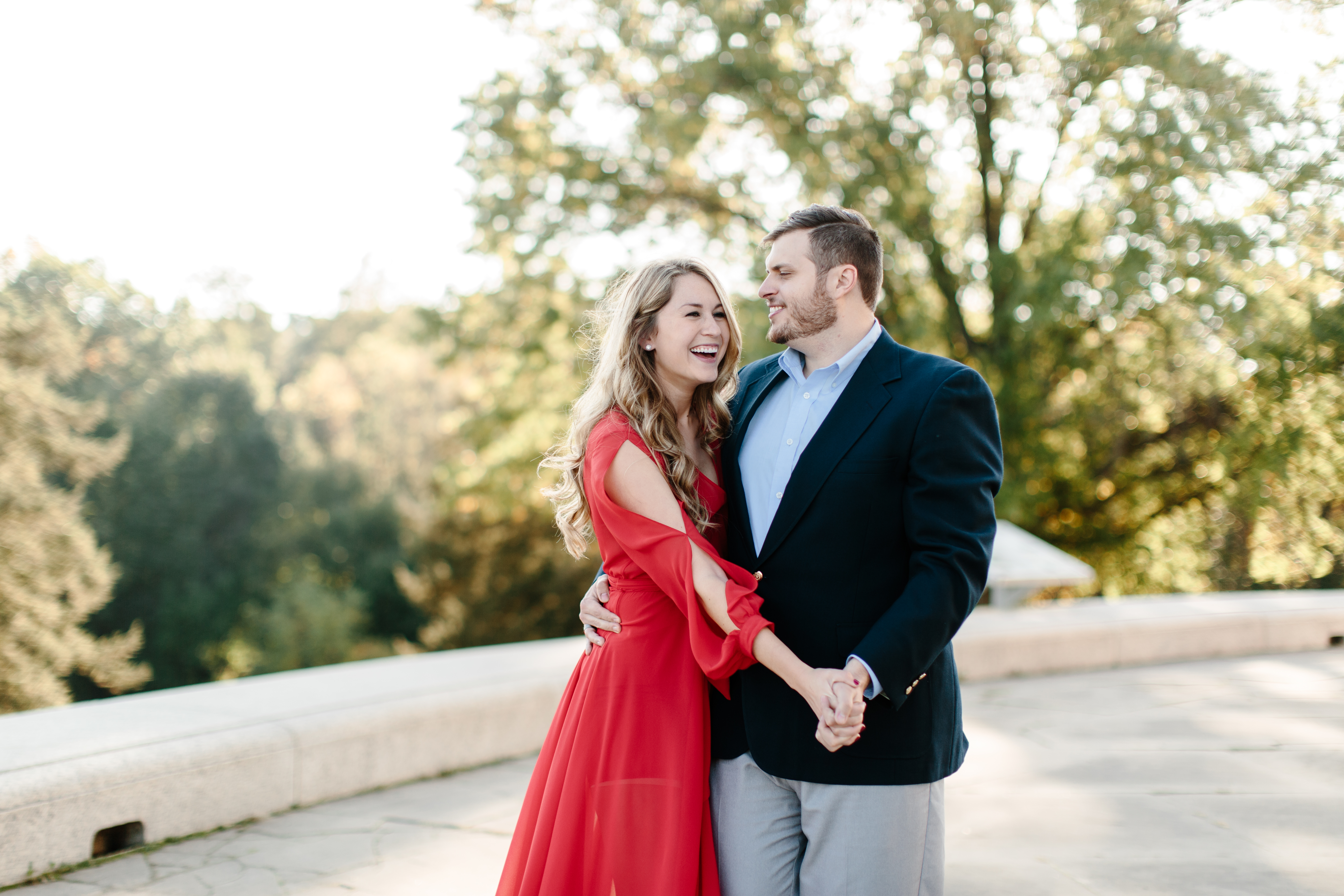 Red dress romantic engagement session in Cleveland