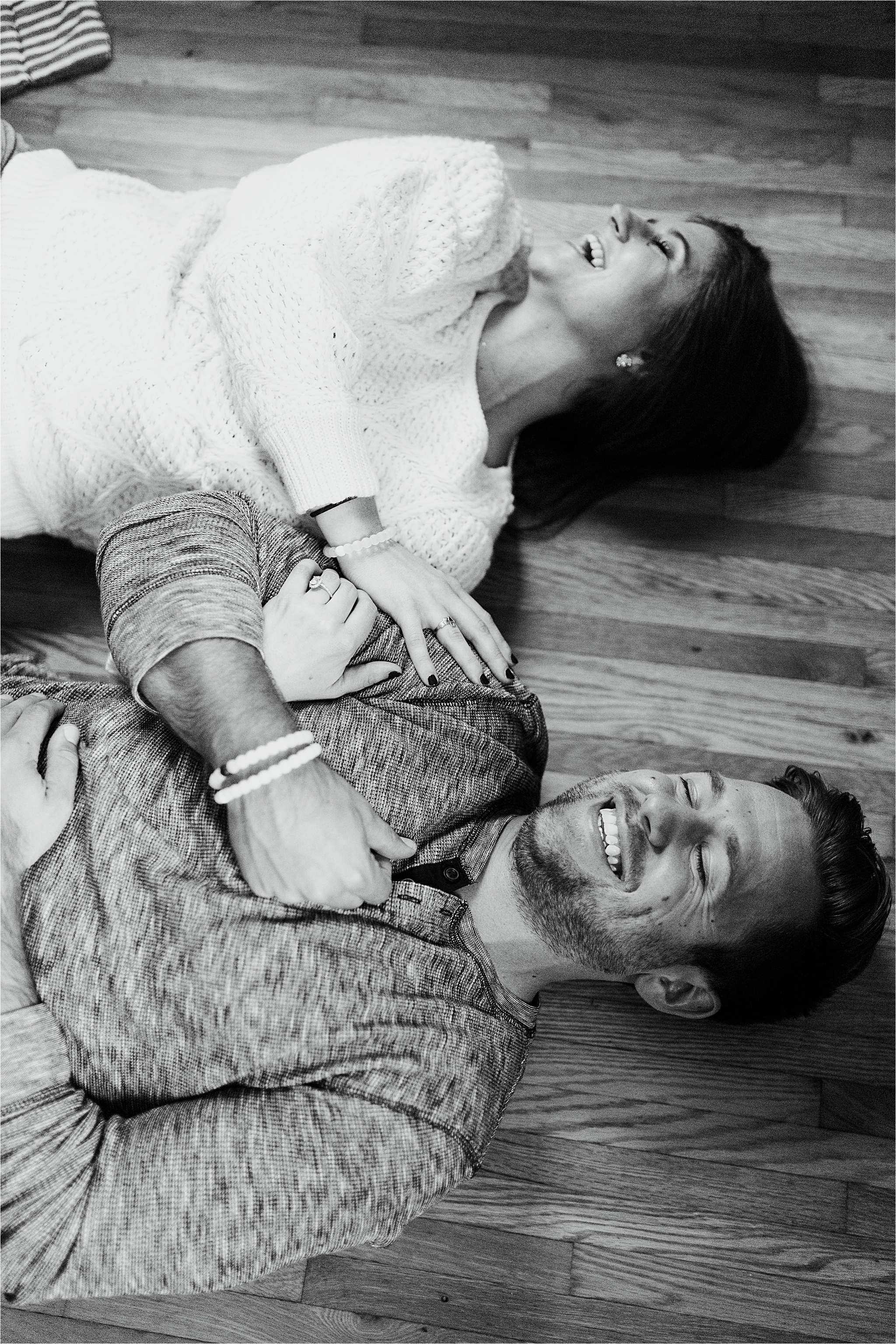 Laughing together during lifestyle engagement session 