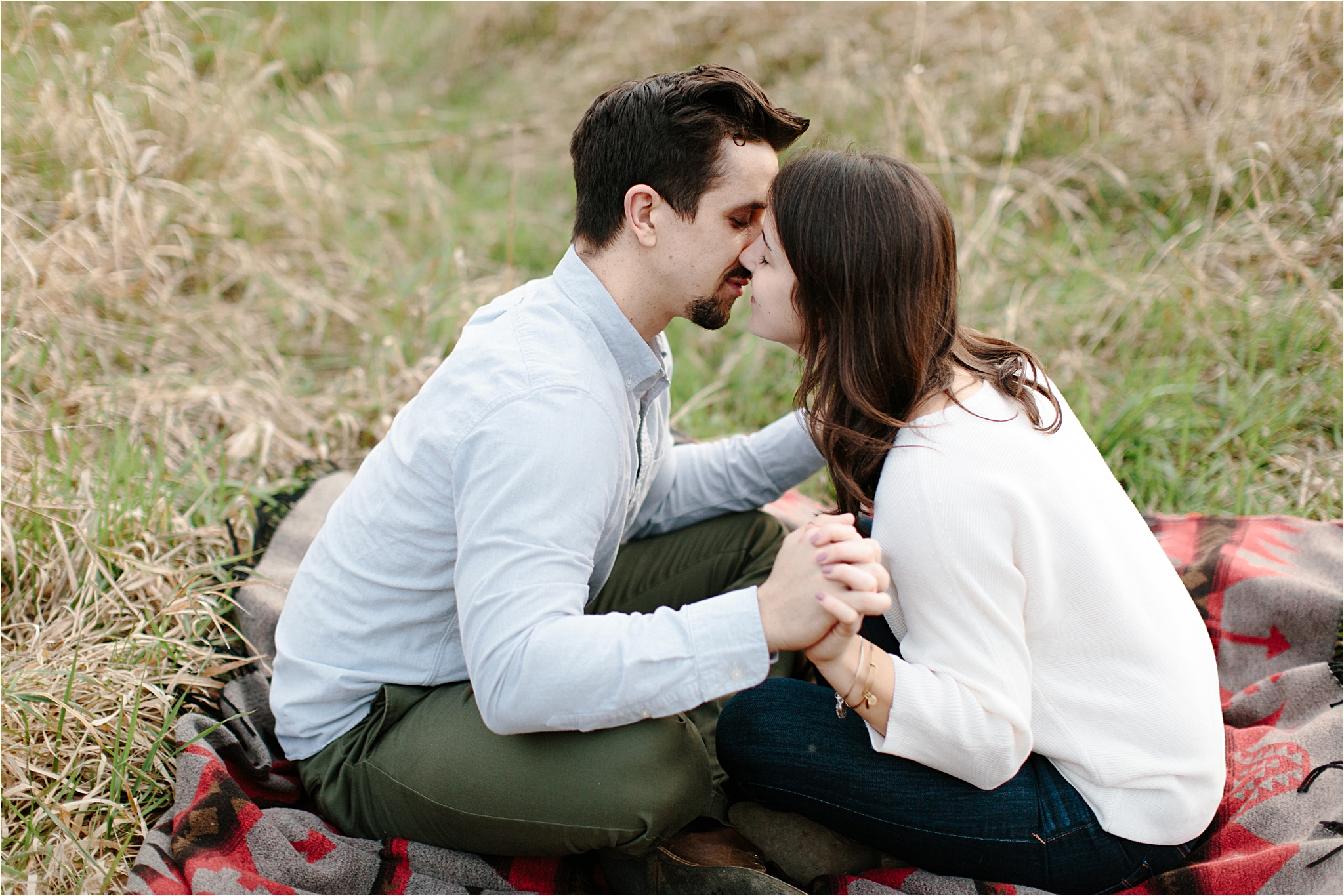 couple kissing during engagement session