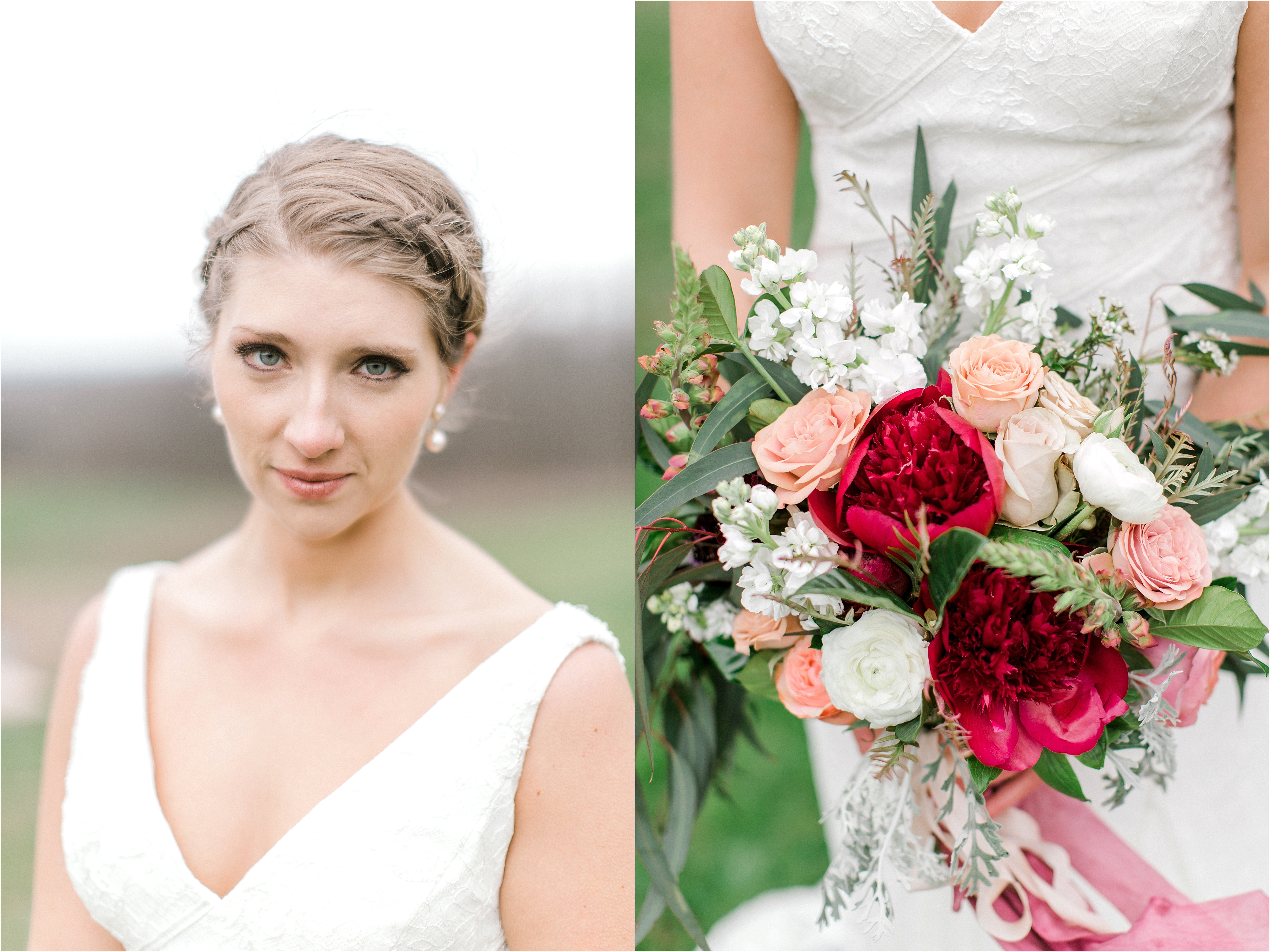 red and peach Cleveland wedding at Mapleside Farm 