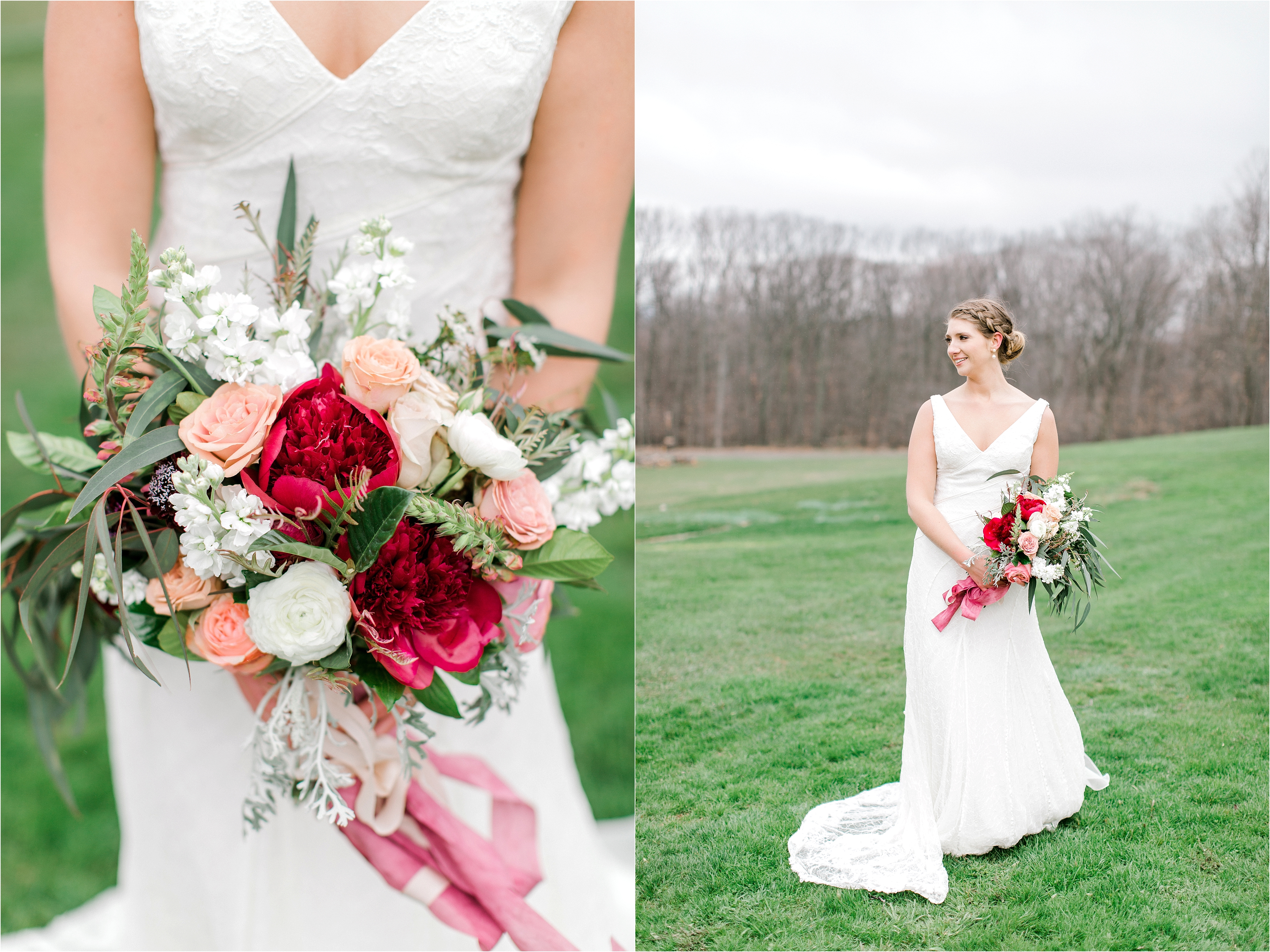 pink and Maroon Cleveland wedding at Mapleside Farm 