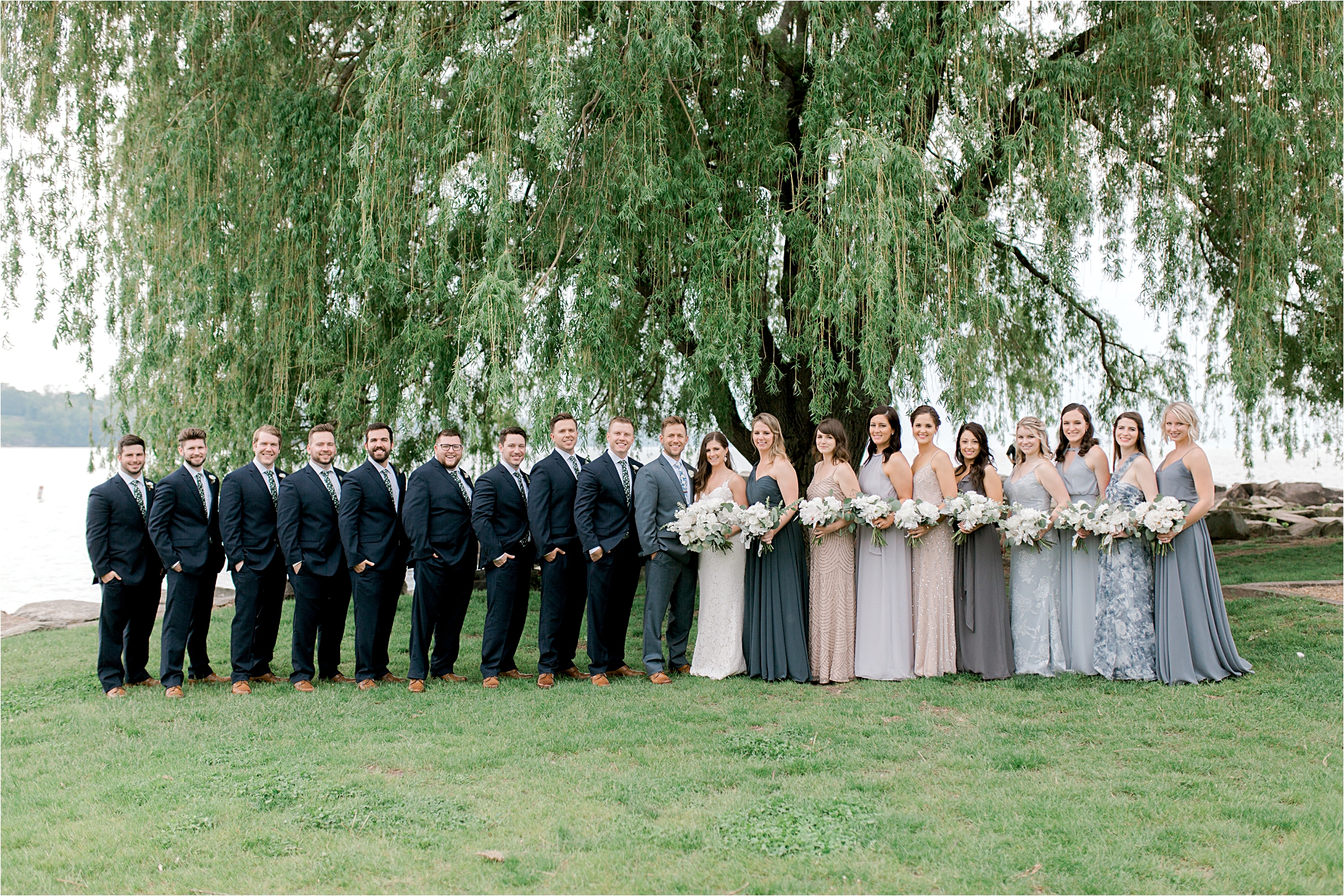 Edgewater Park blue and neutral wedding green and white Cleveland Wedding