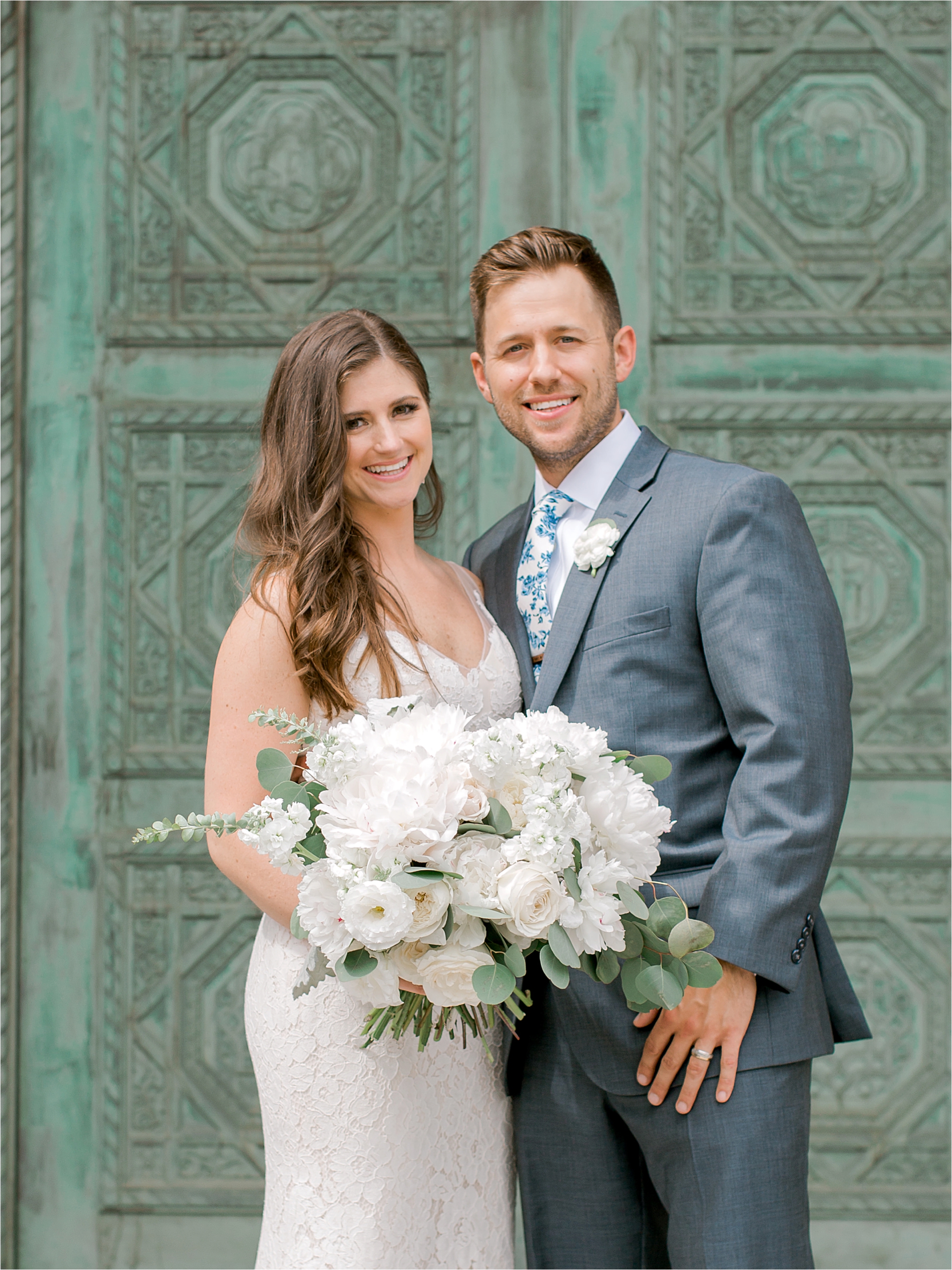 white and green floral bouquet cleveland wedding