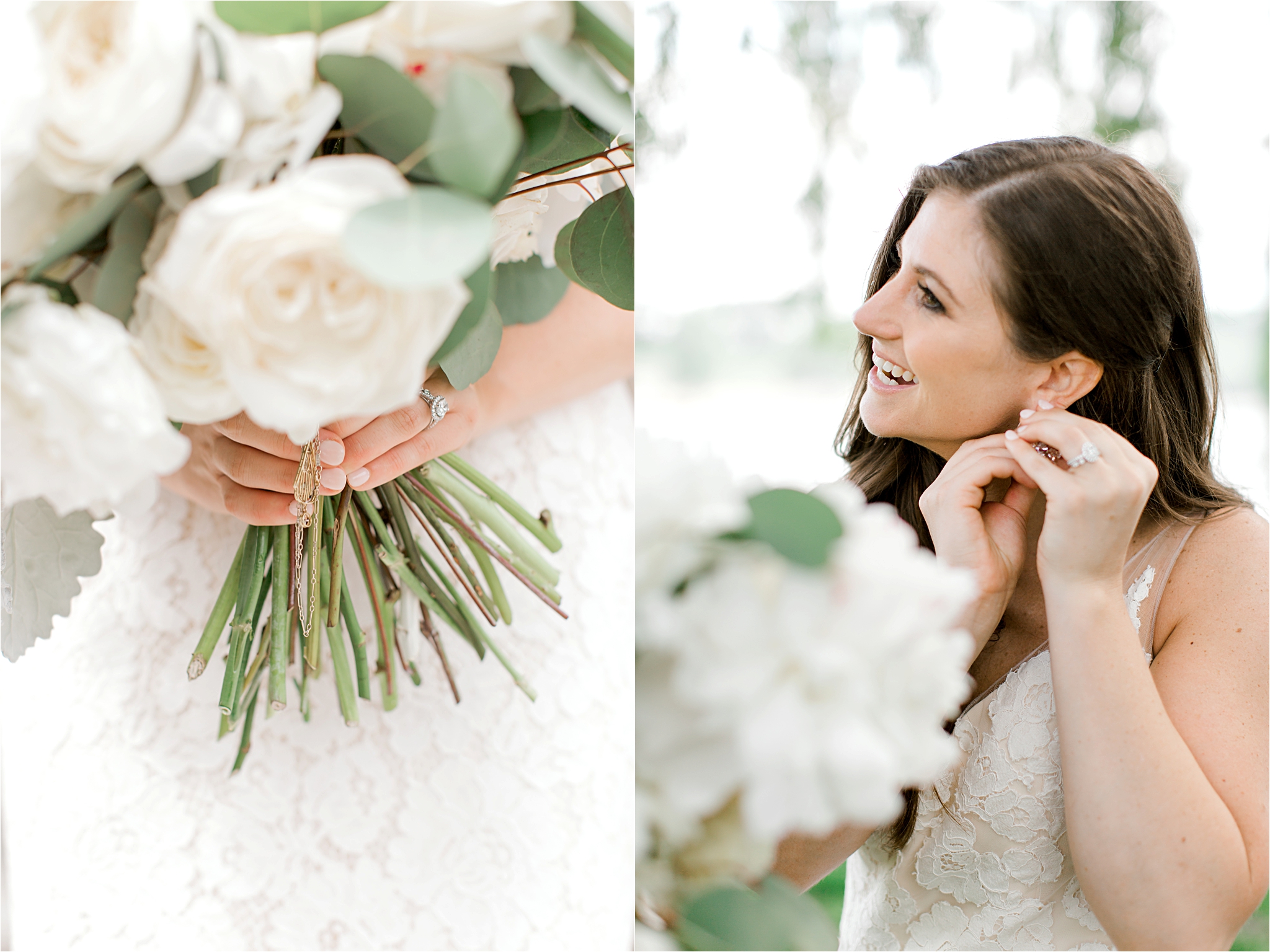 green and white wedding floral