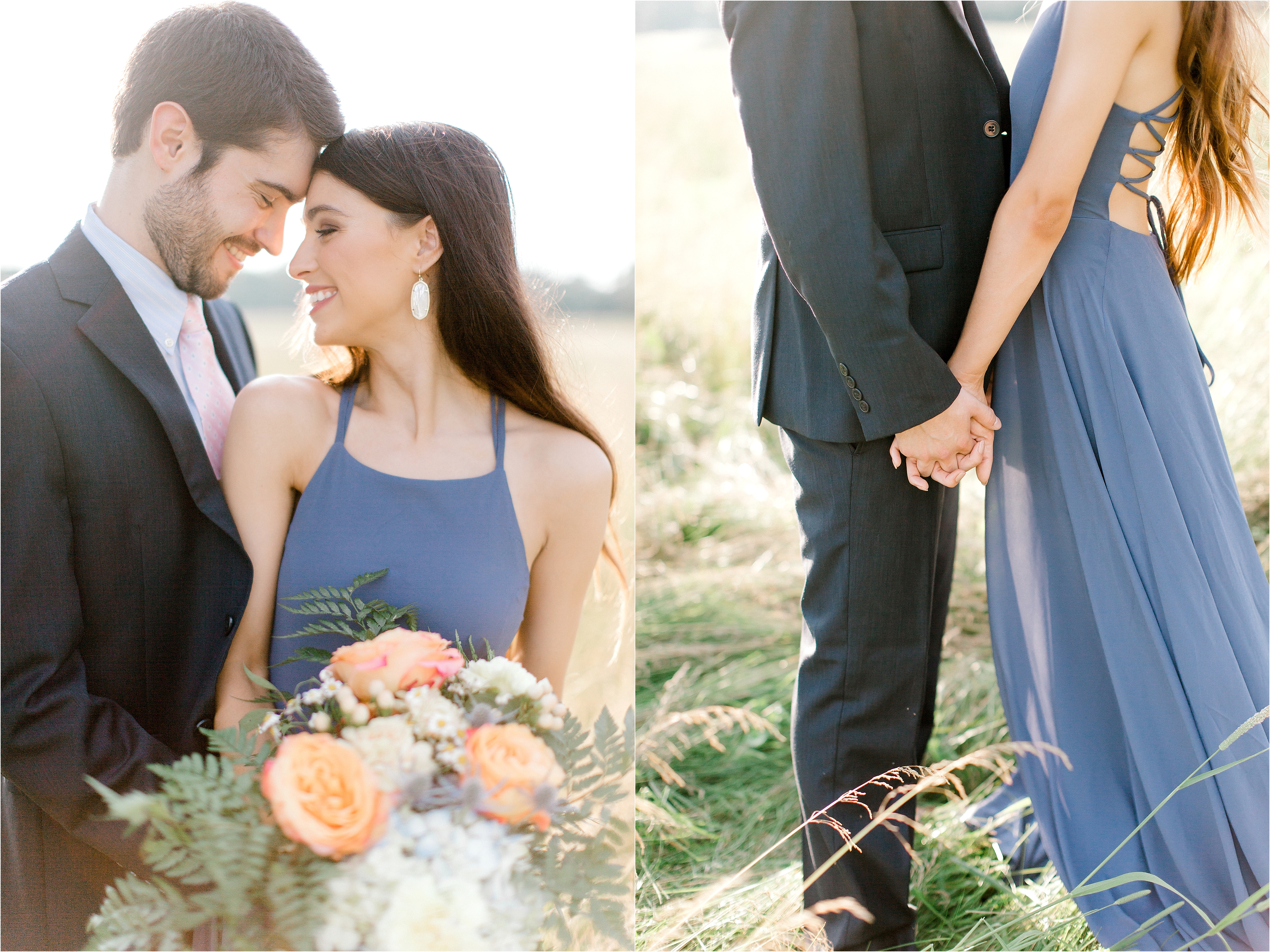 cleveland engagement session in field blue dress