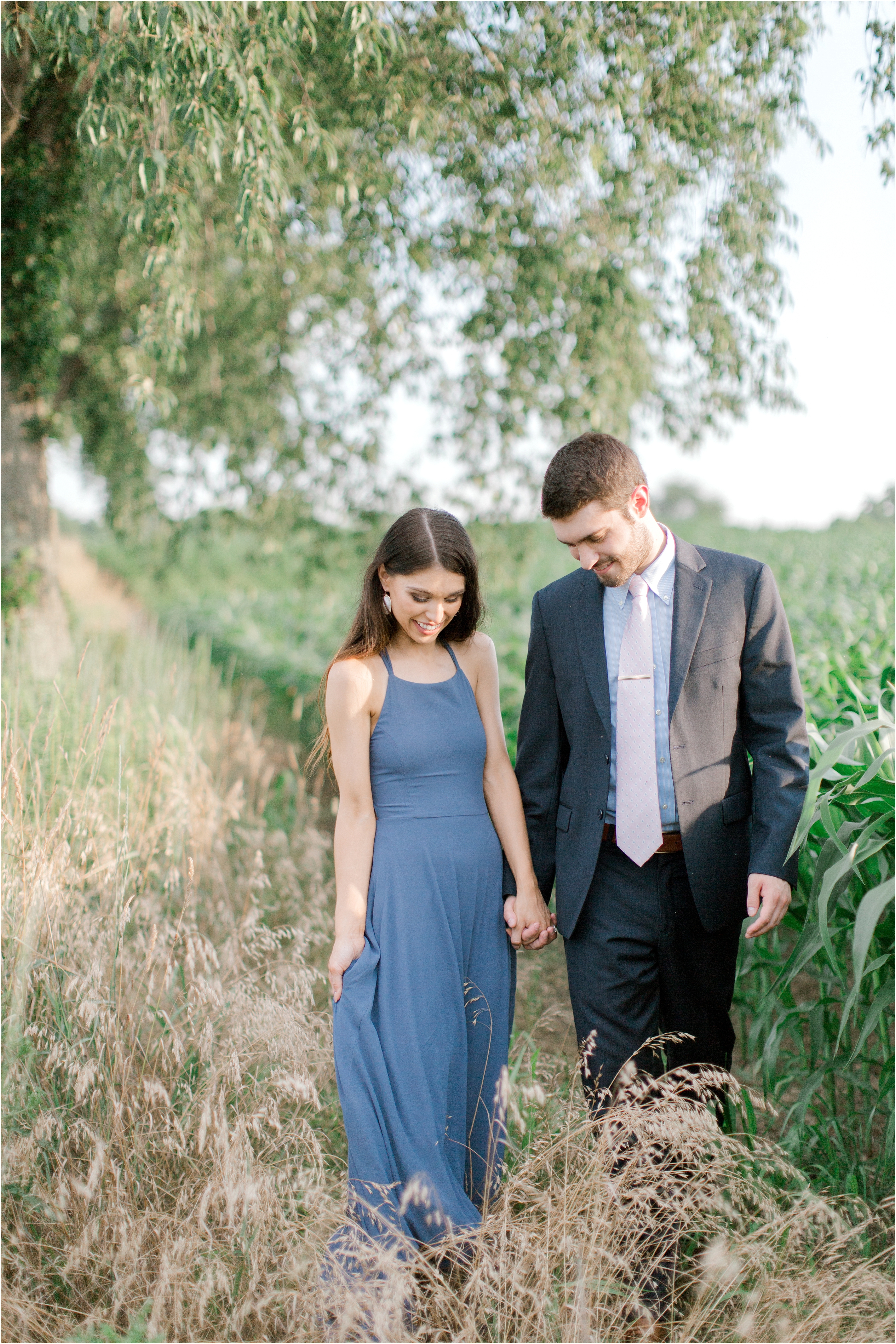 blue gray engagement dress by whimsical field