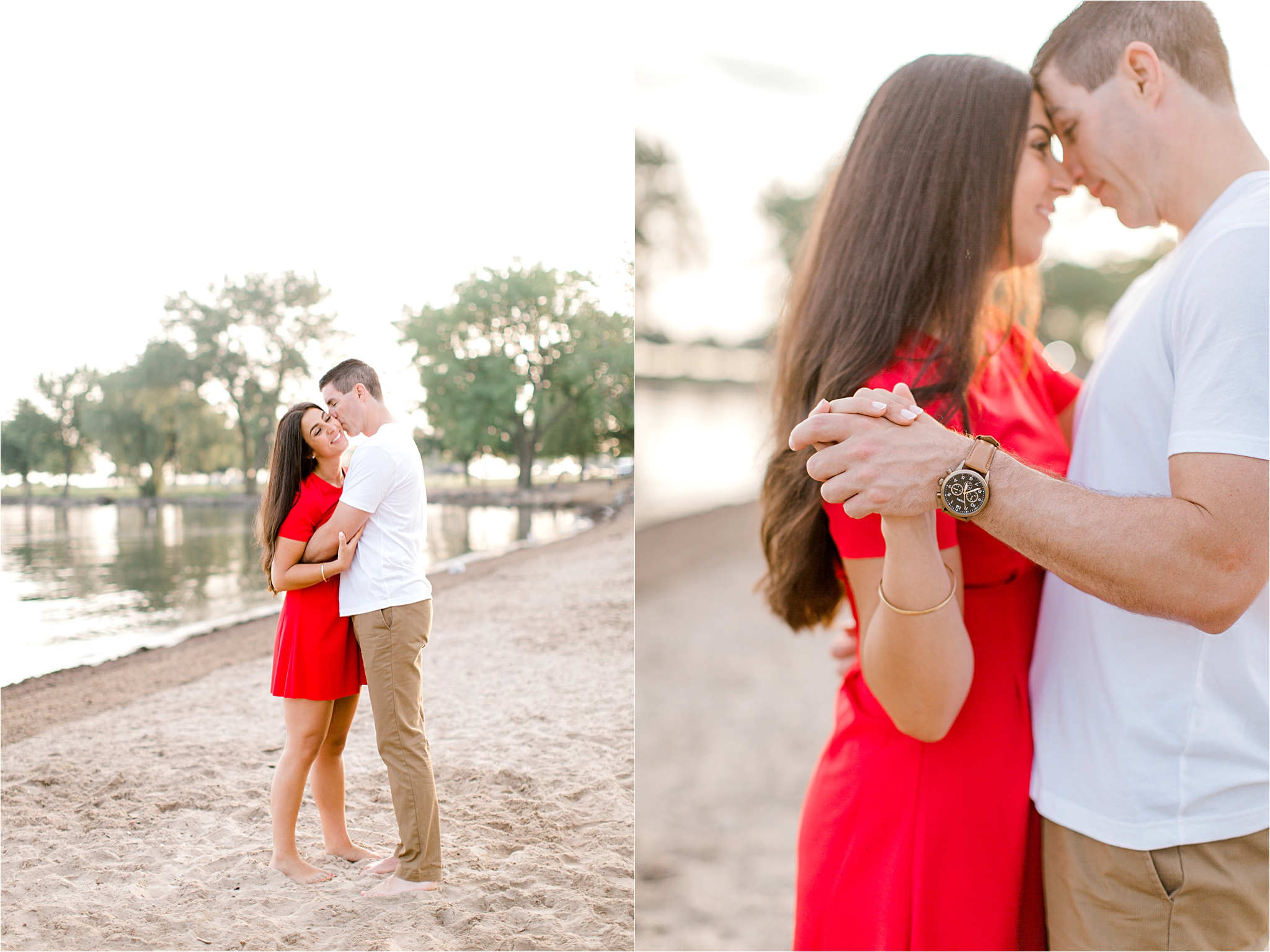 Cleveland beach engagement session at Edgewater Park by wedding photographers Austin & Rachel Photography