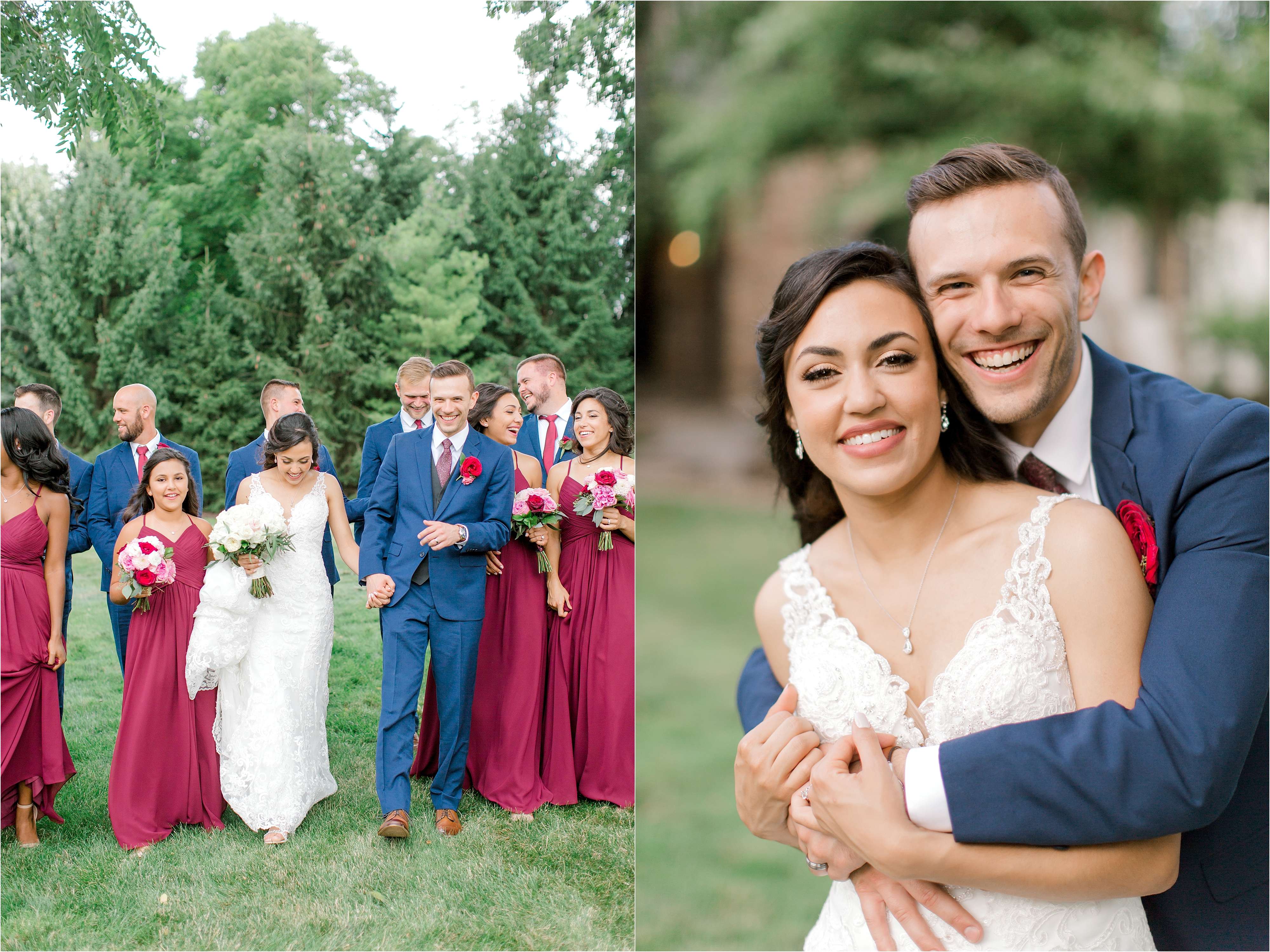 blue and wine red wedding colors at cleveland wedding 