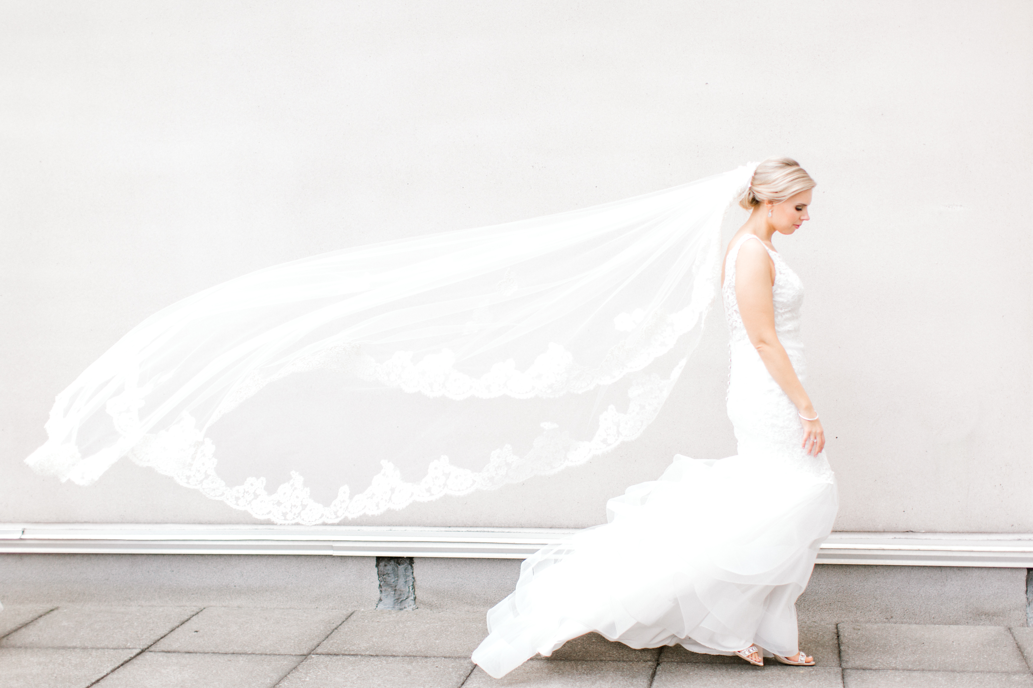 fine art wedding photographer veil flowing 
