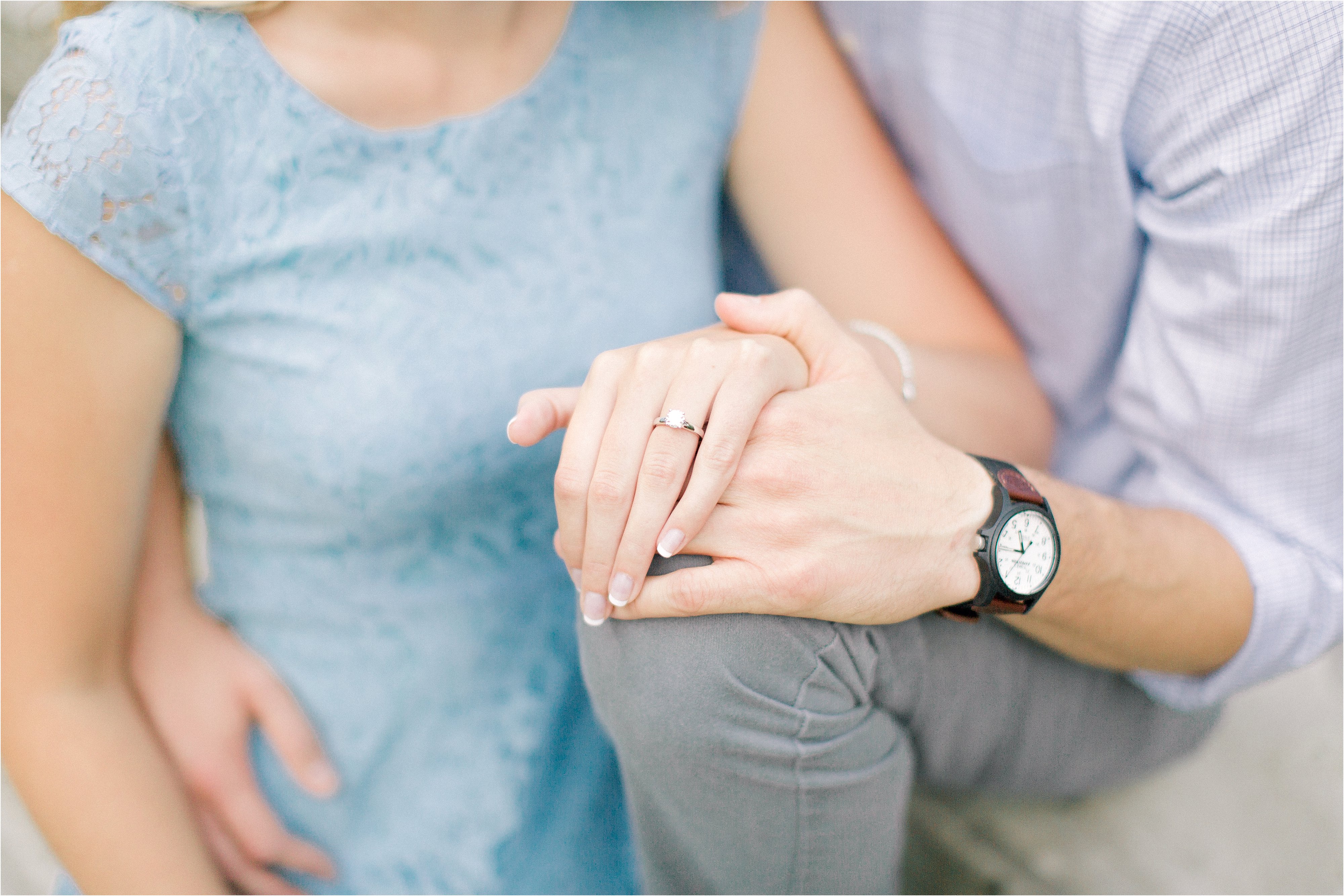 couple holding hands during Cleveland Engagement Session