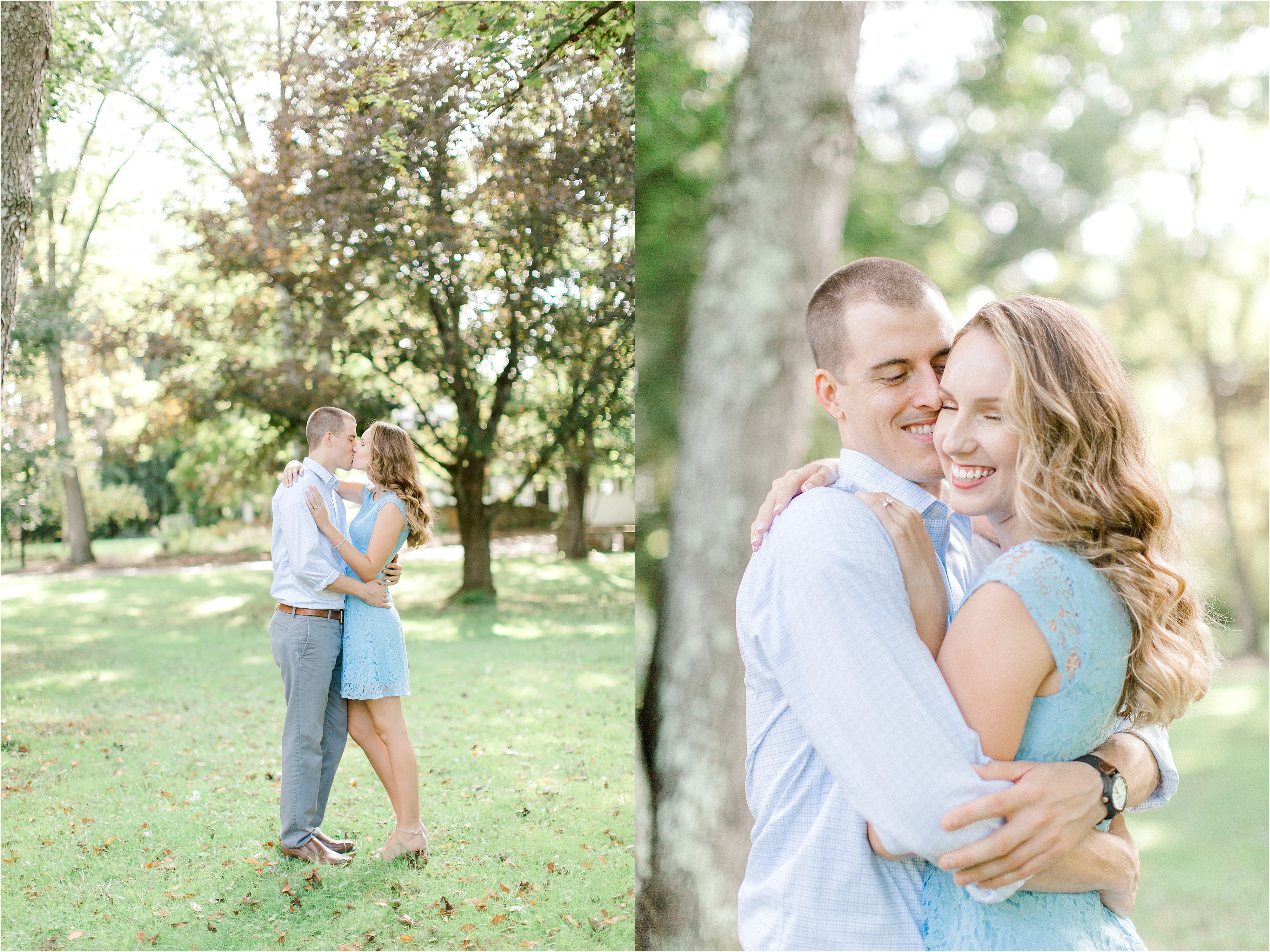 blue and white summer engagement session in Cleveland