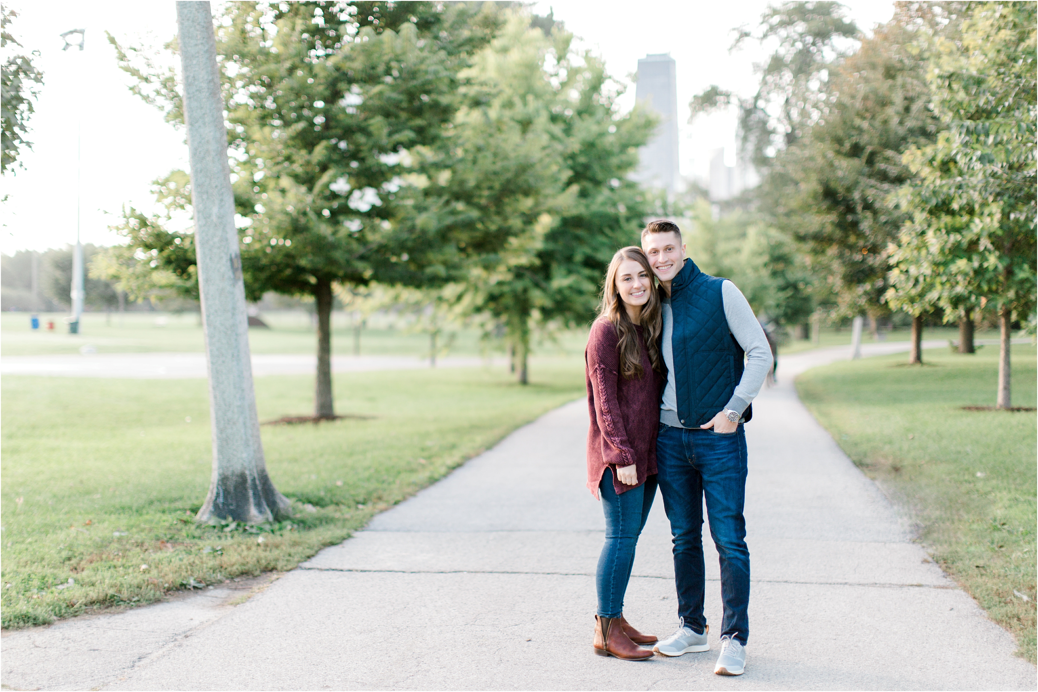 chicago skyline fall engagement session
