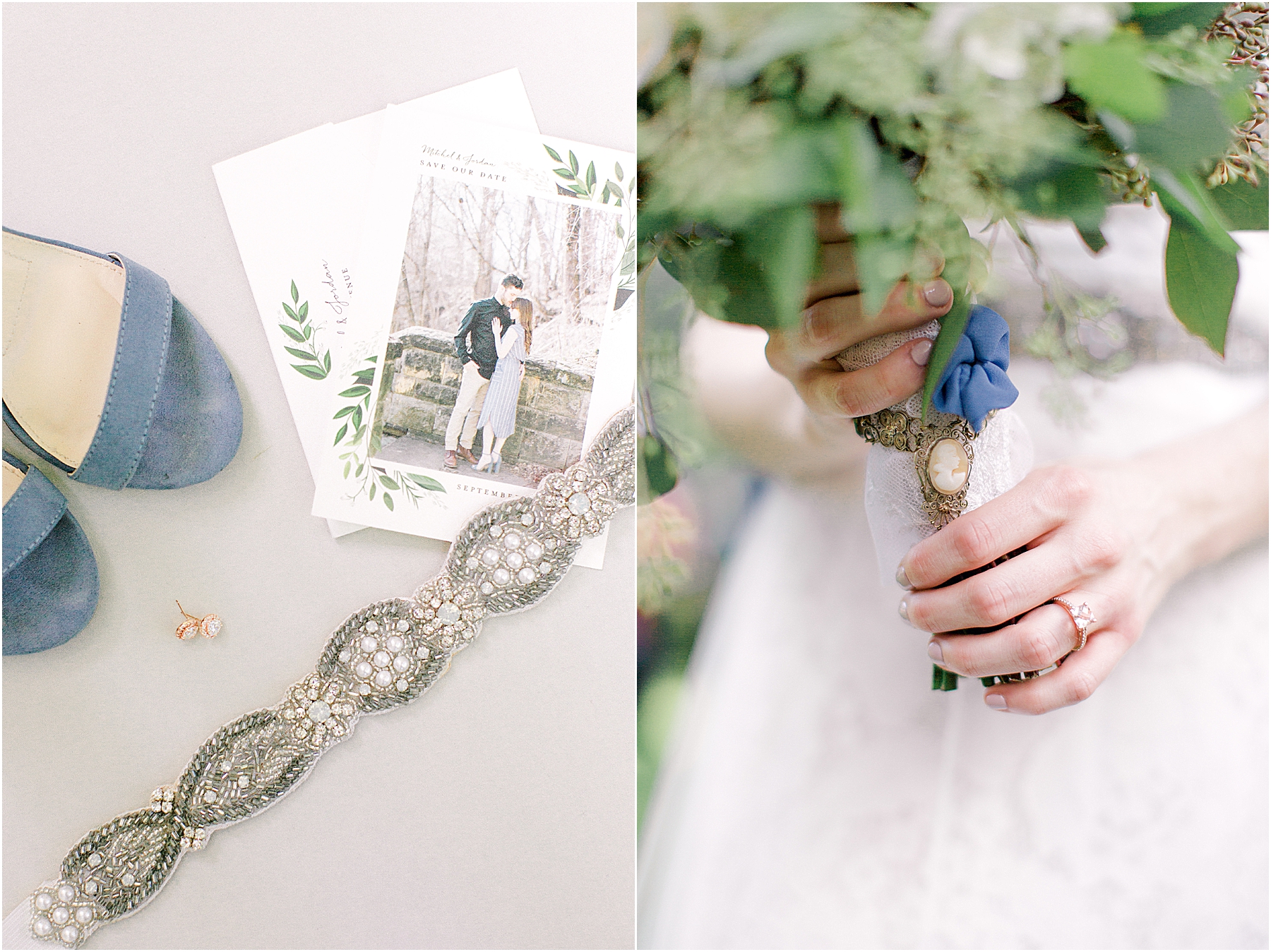 vintage wedding details at and greenery wedding invitations