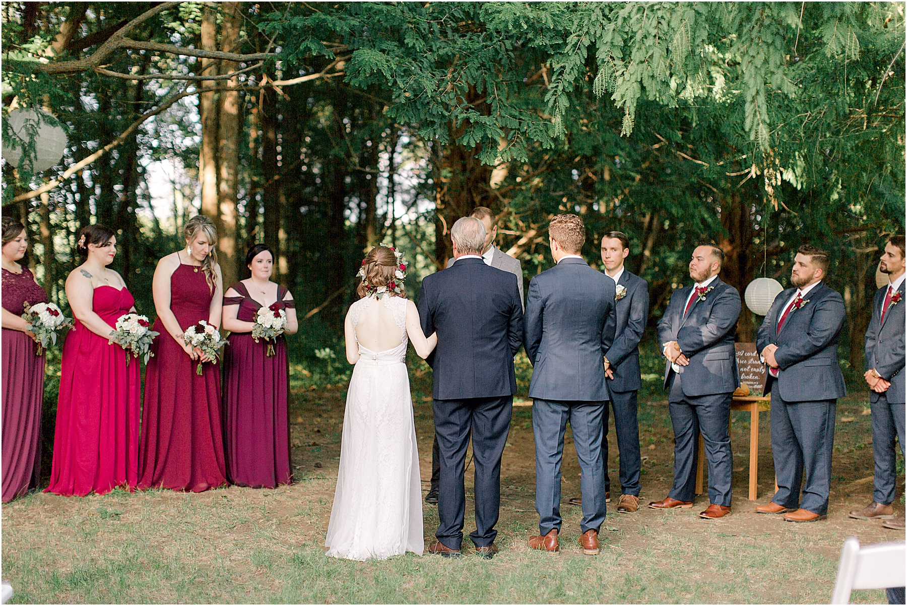 whimsical wedding under the trees at summer camp wedding