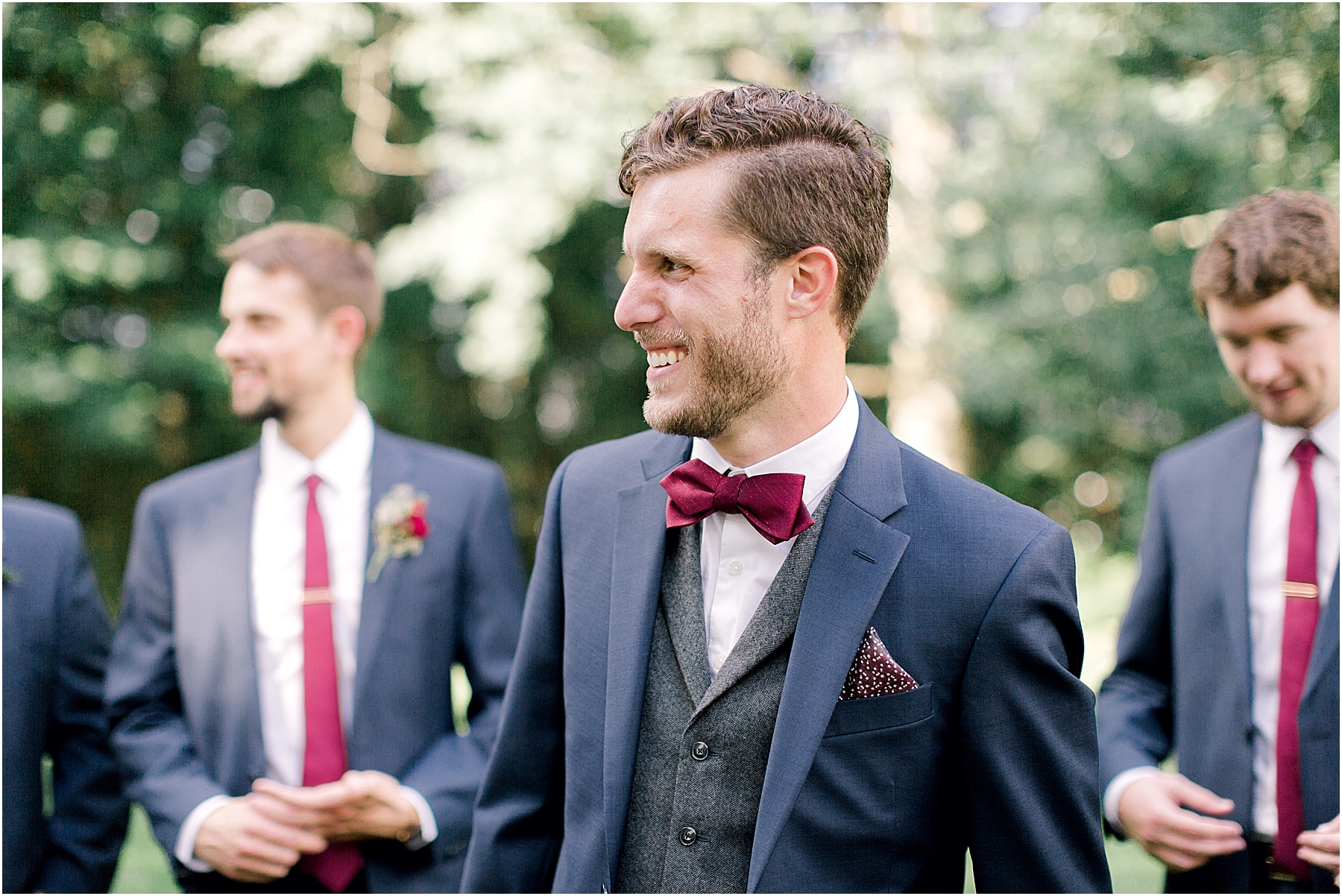 maroon and navy groom suits 