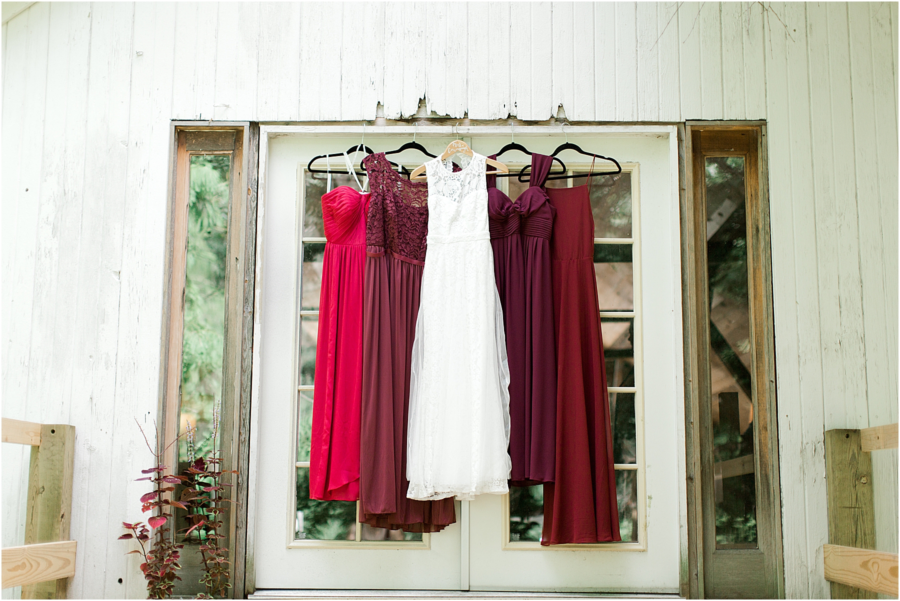 multicolored wine colored bridesmaid dresses