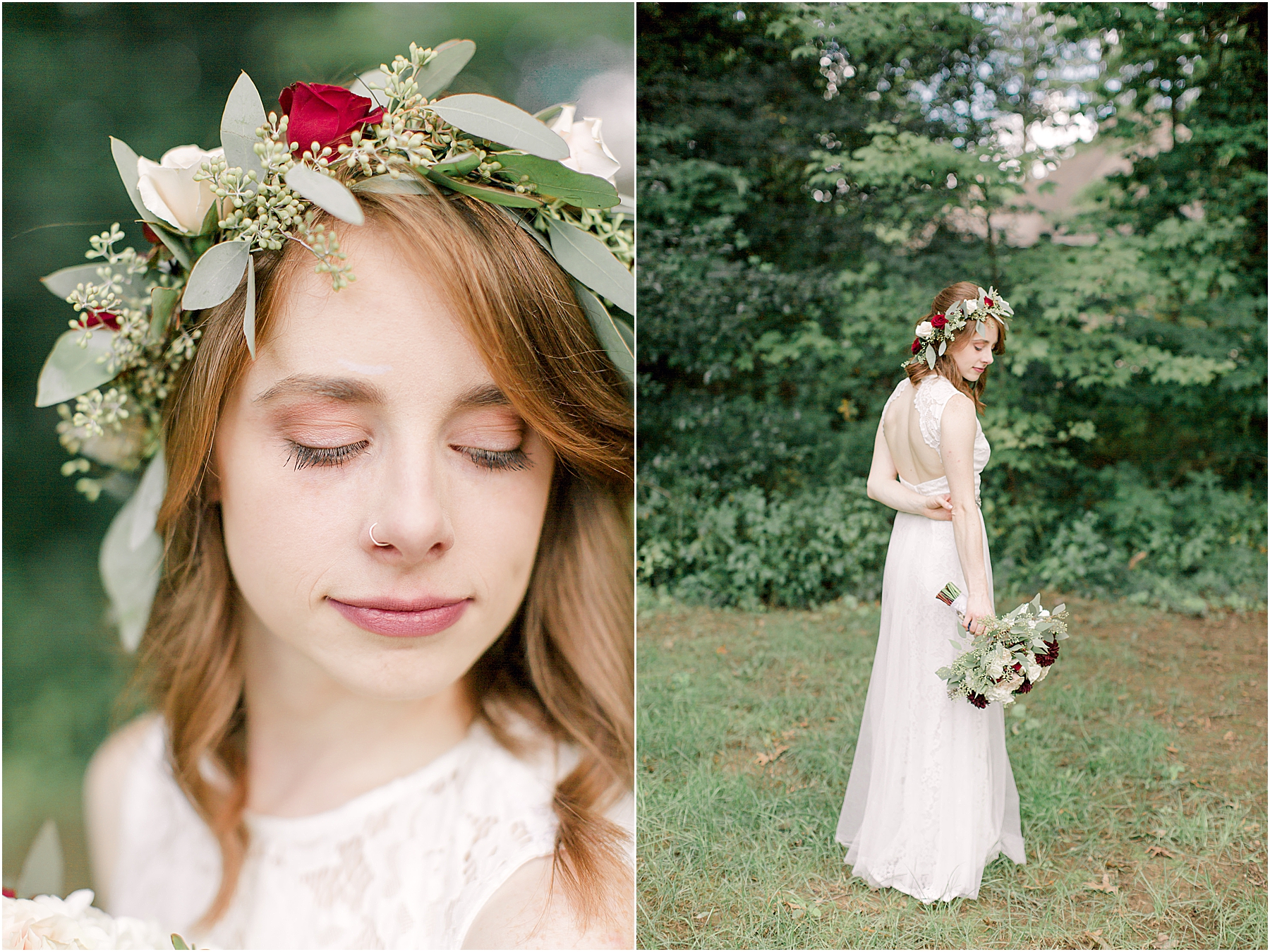 romantic and whimsical flower crown for bride