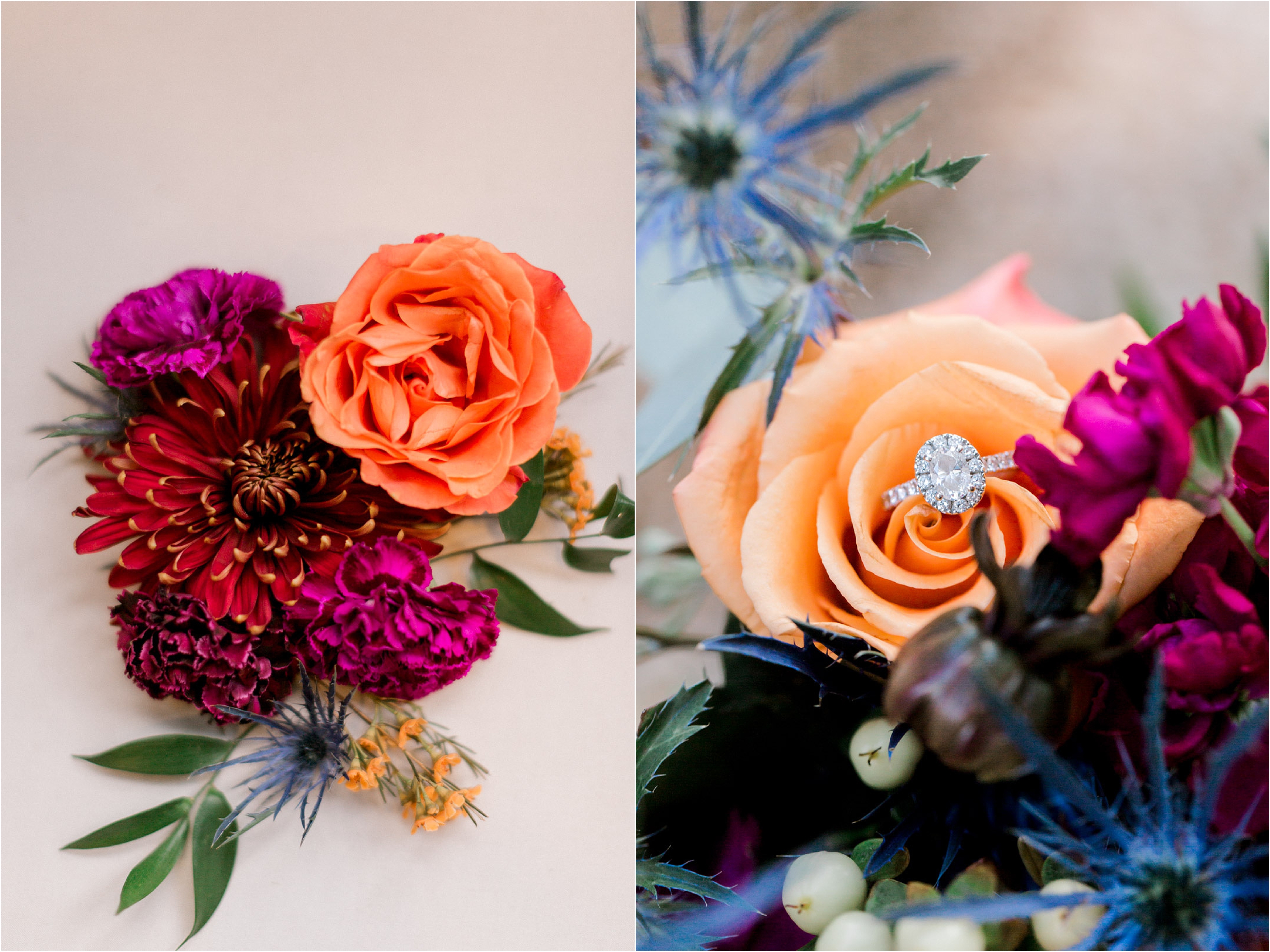 Jewel toned wedding floral at Brookside Country Club Wedding
