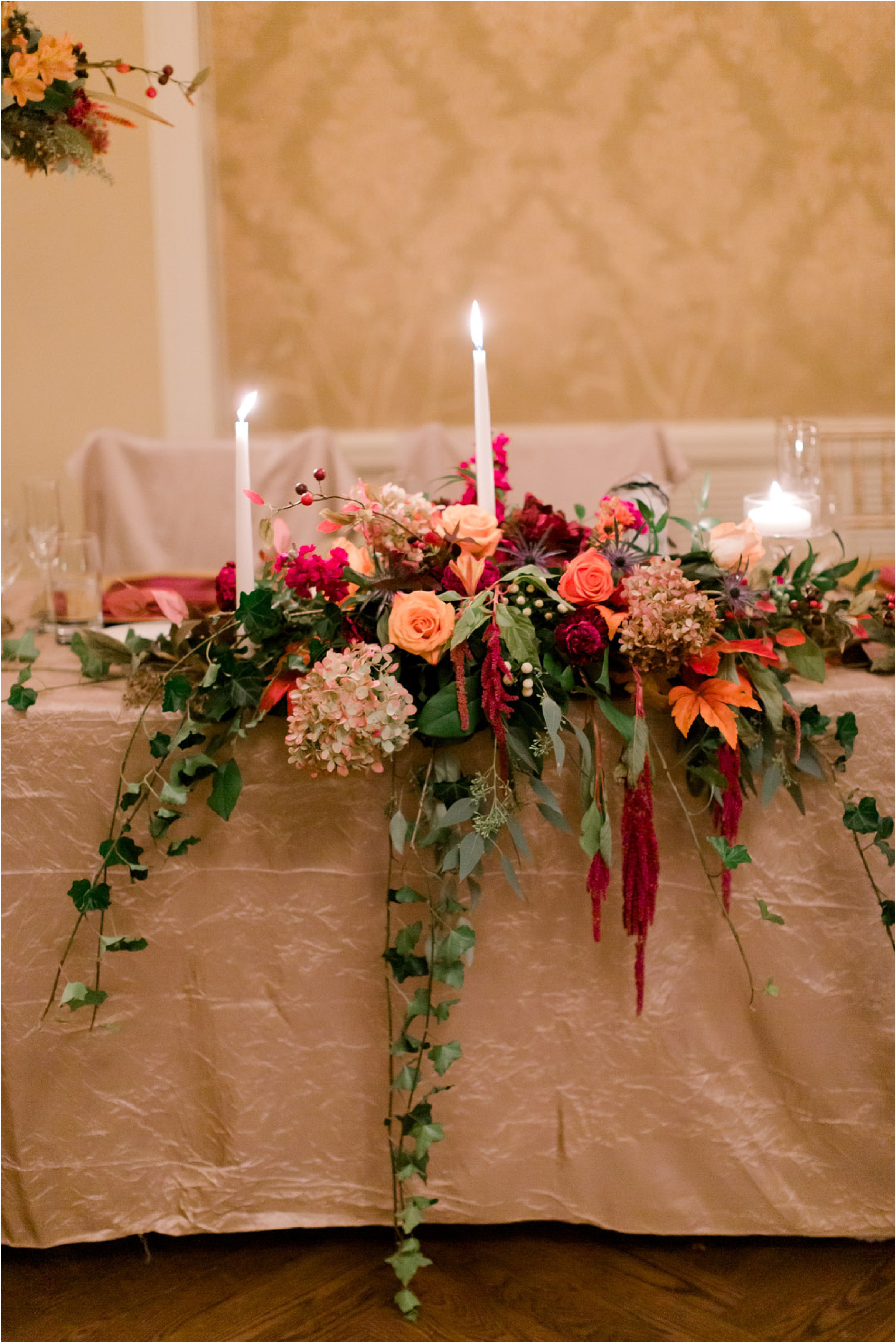 Fall inspired wedding decor and candles