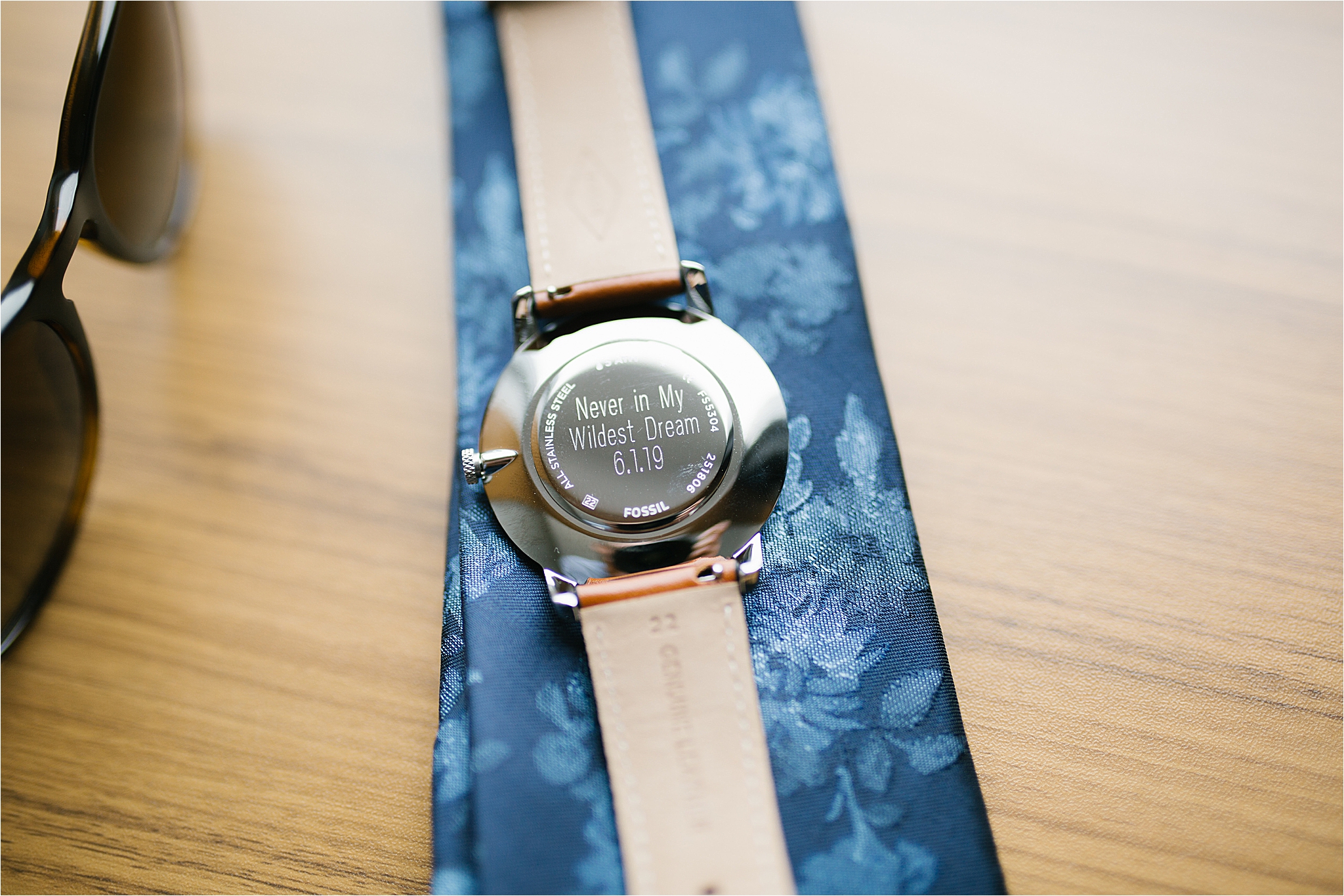 customized brown leather watch for groom