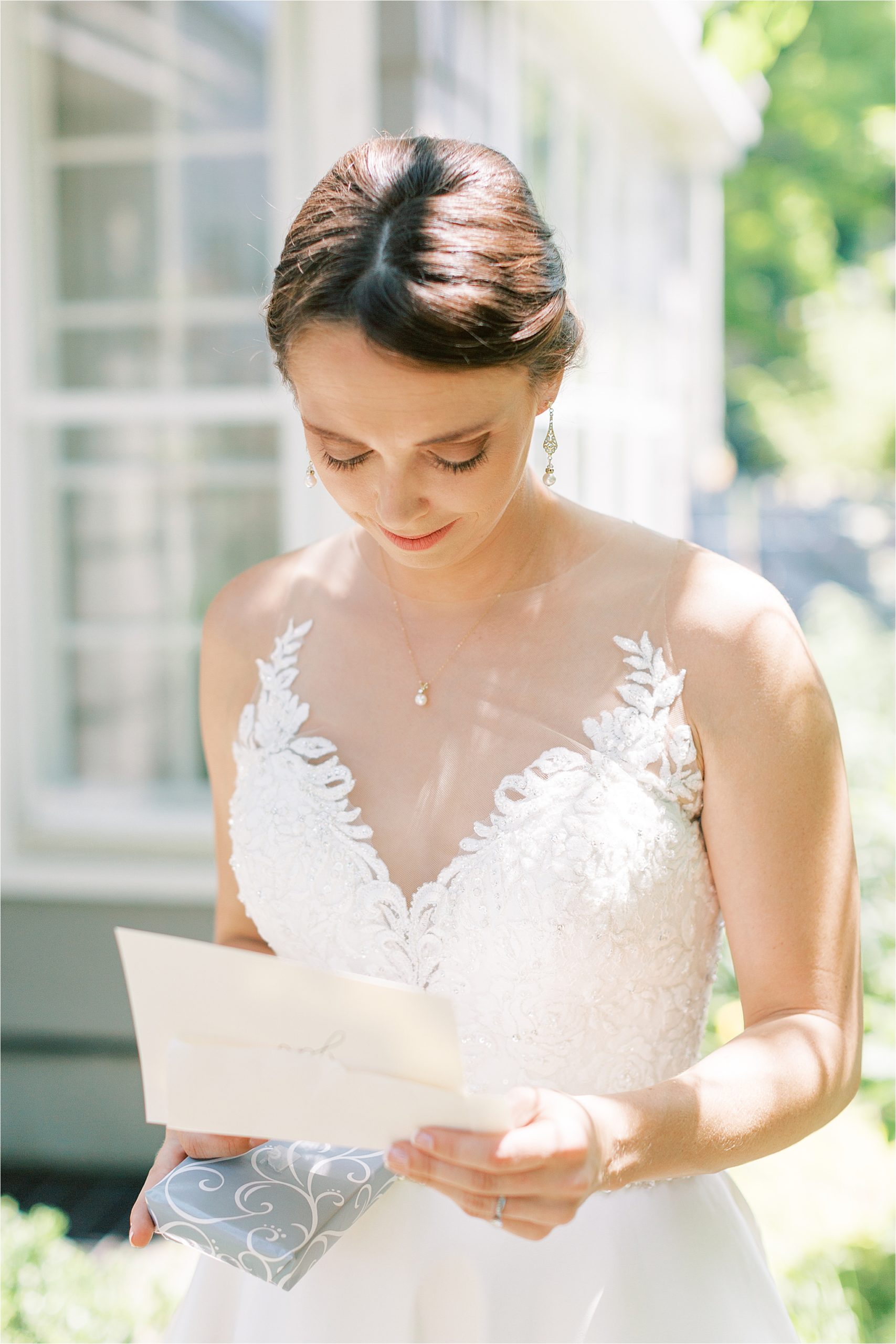 Emotional Bride reads letter from groom