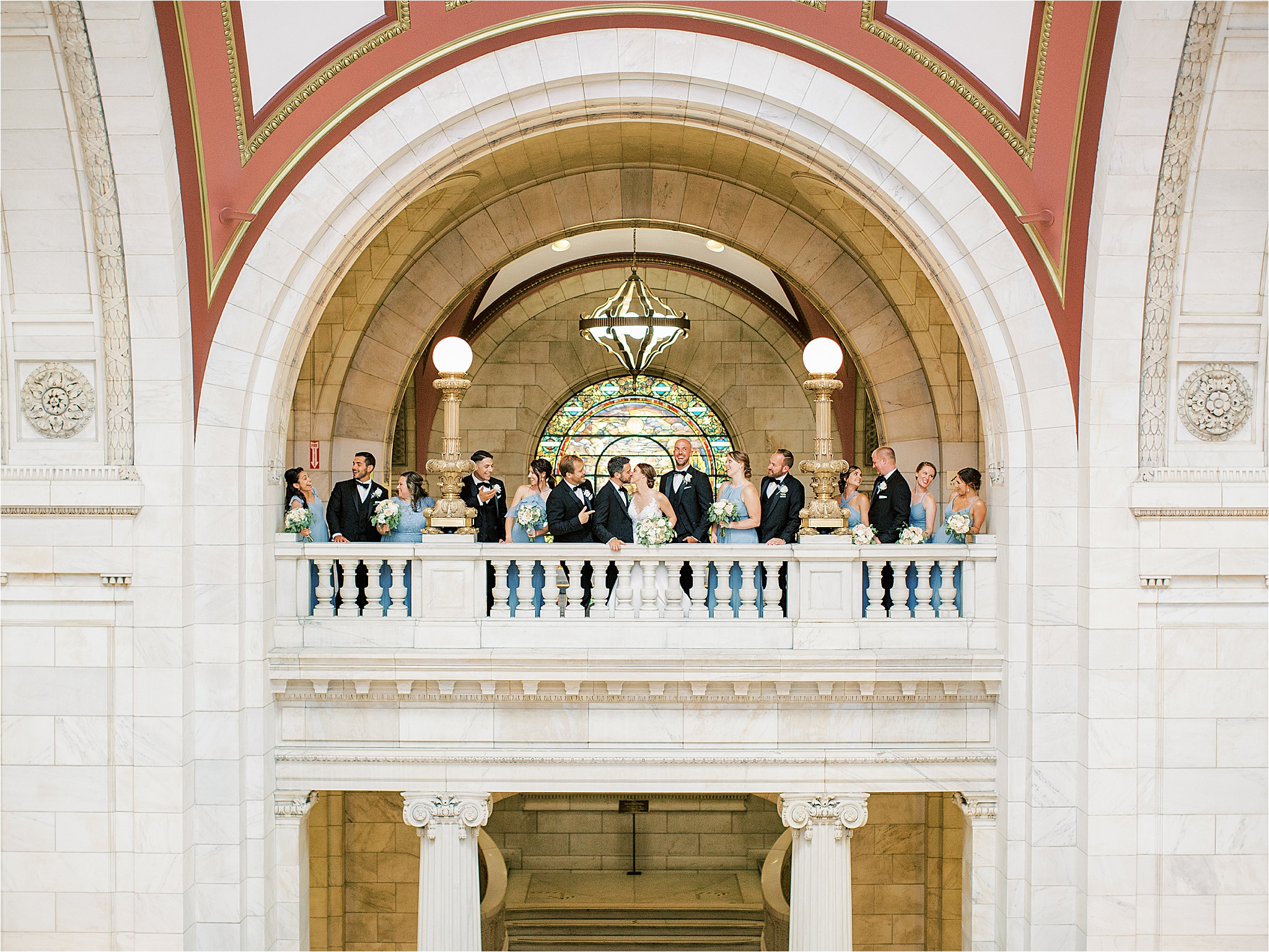 Bridal party in Old Courthouse in Cleveland