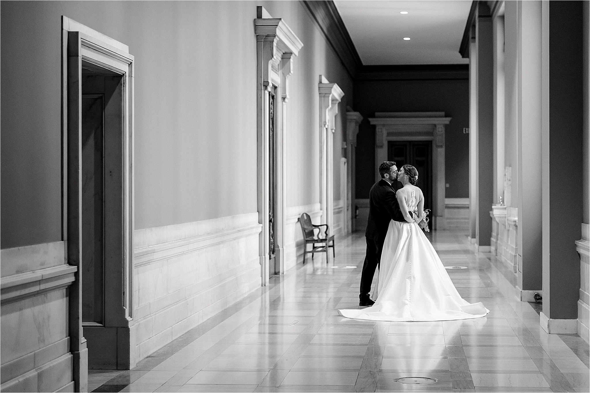 Bride and Groom At Romantic Cleveland Wedding at Old Courthouse