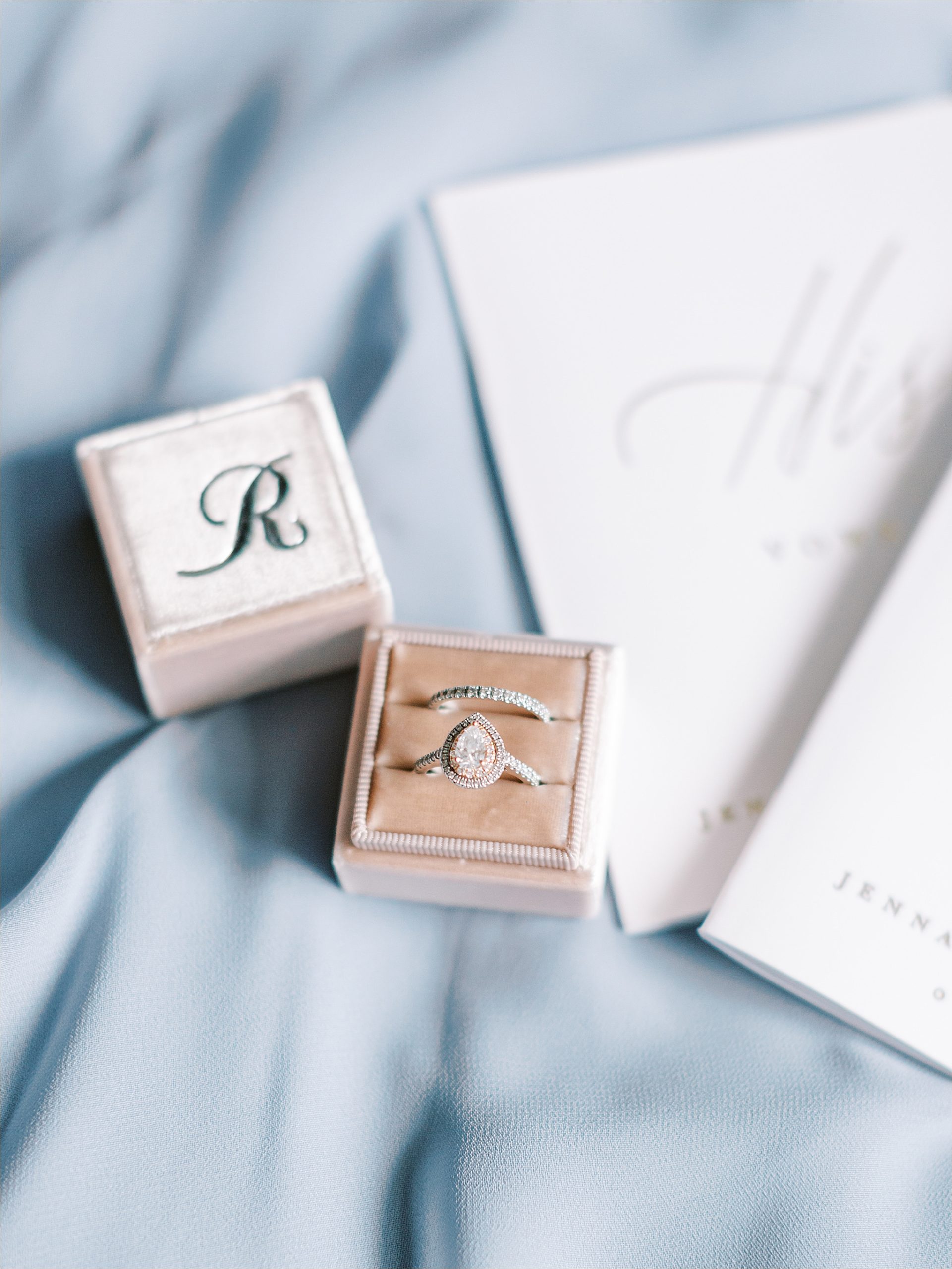 teardrop ring and blush mrs. ring box