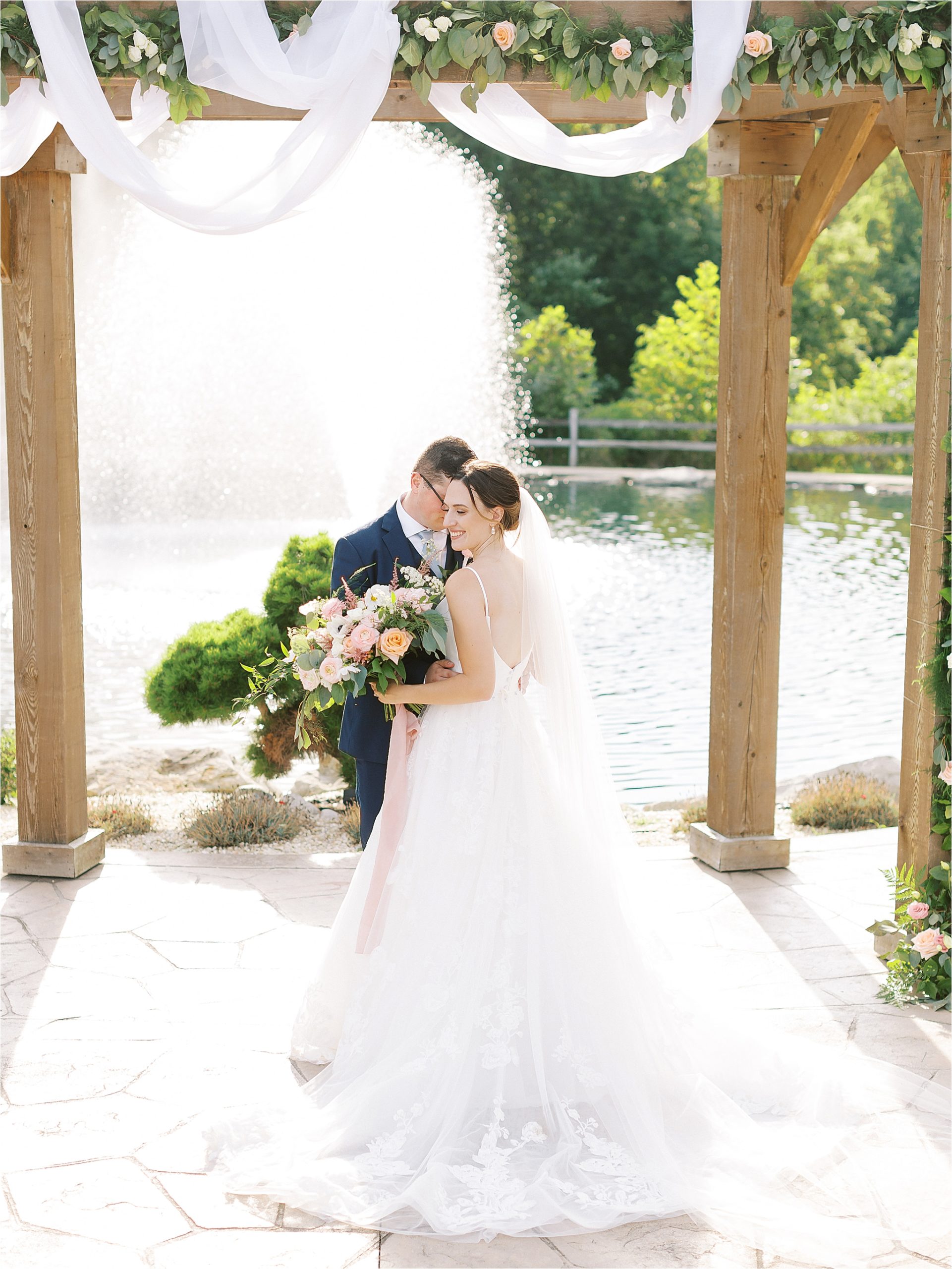 bride and groom at romantic wedding by cleveland wedding photographers
