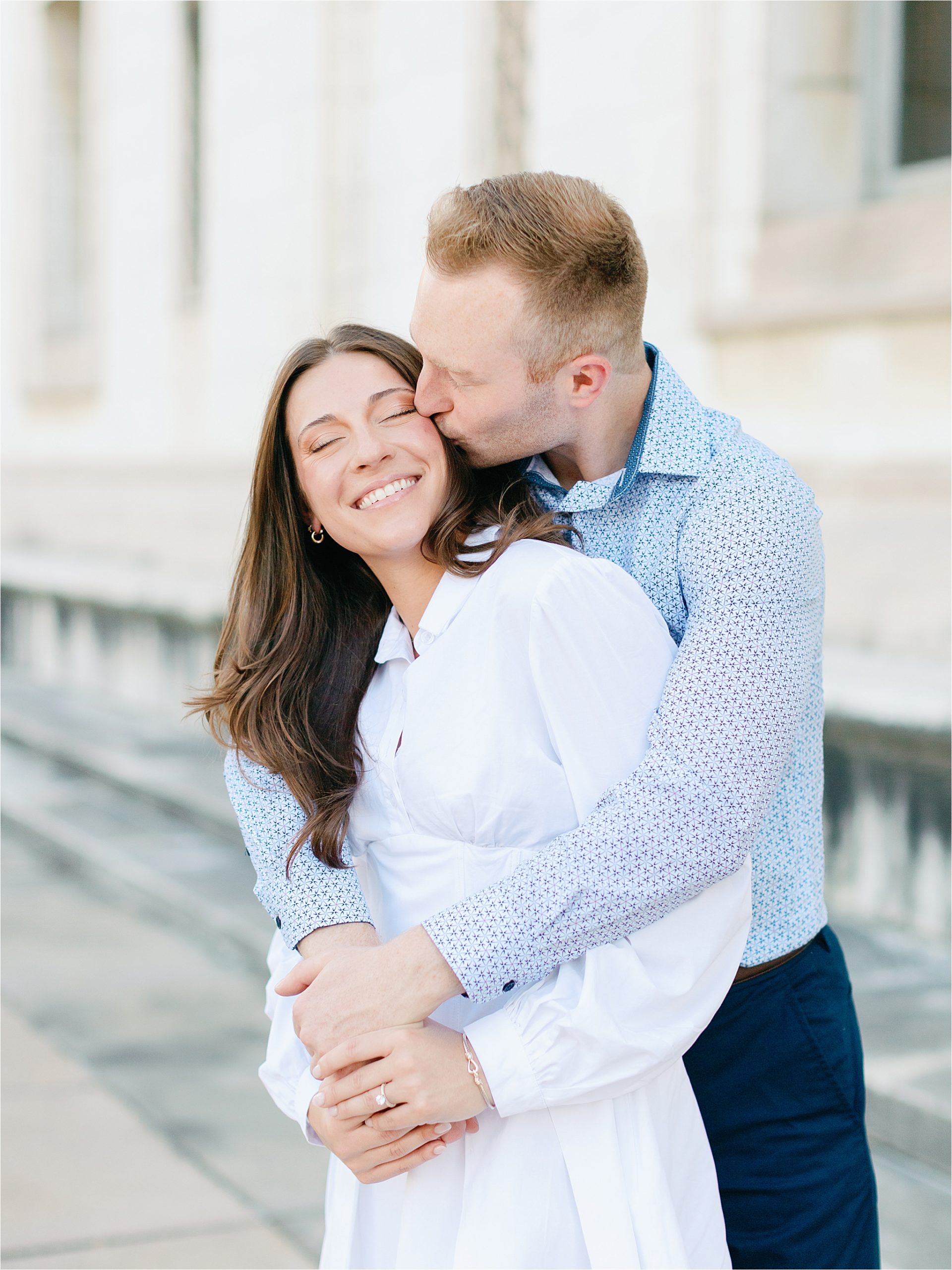 detroit engagement session in front of library