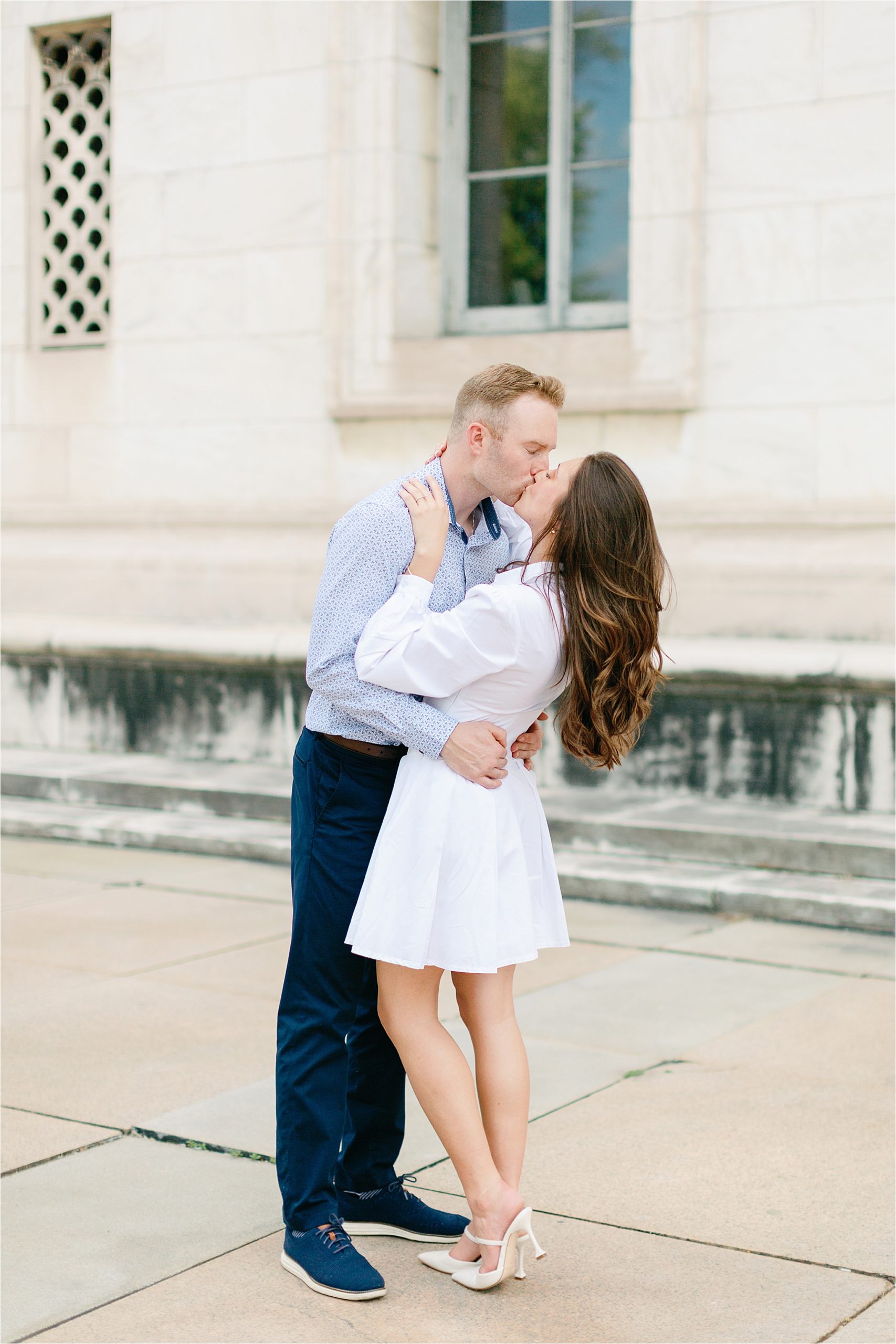 Michigan wedding photographer engagement session at Detroit library