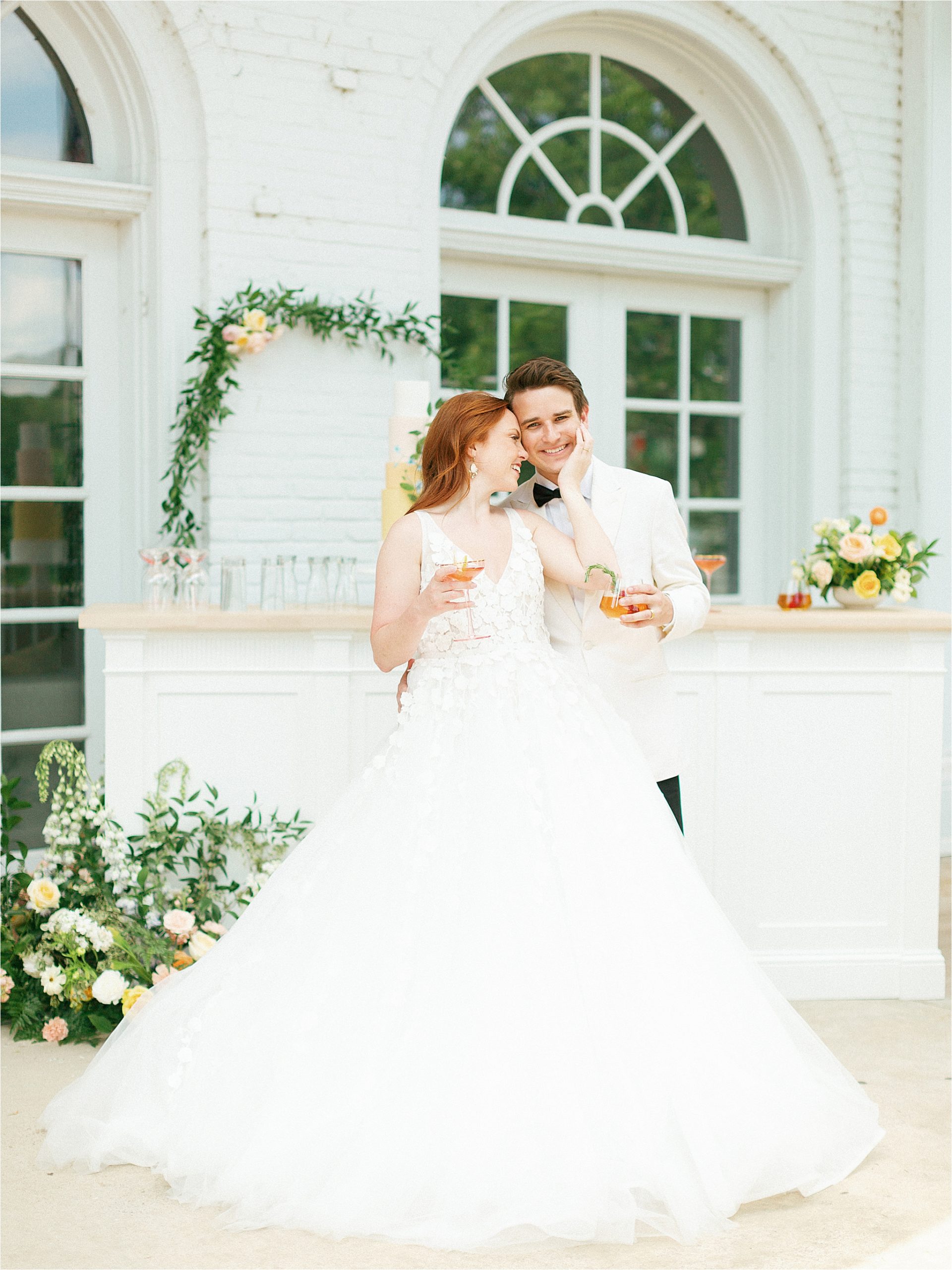 Bride and groom drinking signature drinks by Ohio wedding photographer